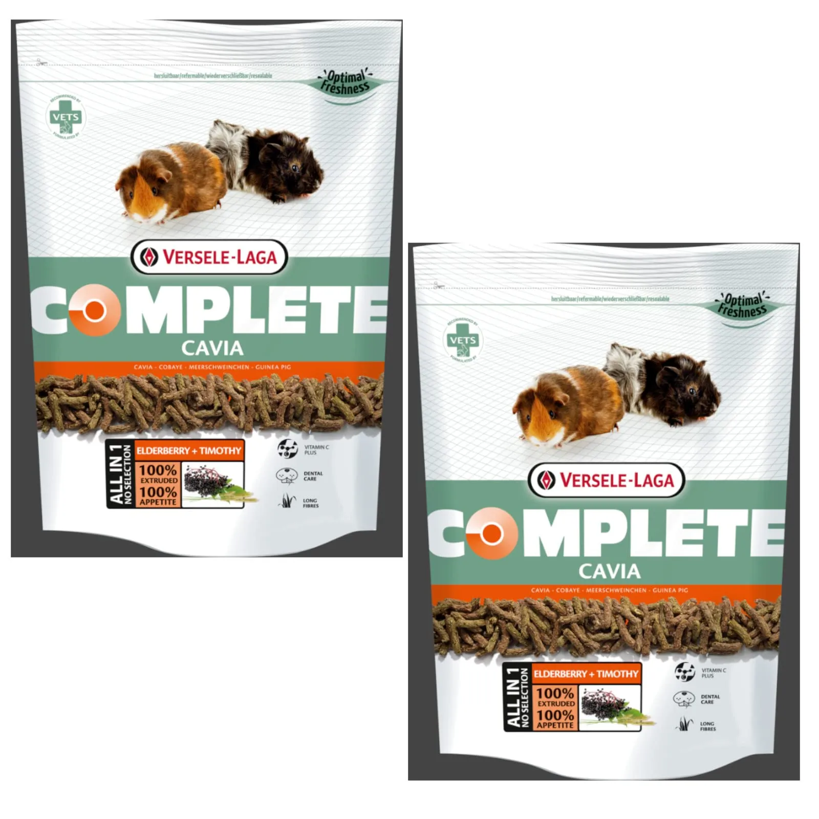 Versele-Laga Complete Cavia all-in-one- Nutrizione | Confezione Doppia | 2 x 500 g | Pellet per Cavie | Contiene fieno di fleolo | Arricchito con bacche di sambuco ed erbe aromatiche - immagine 1