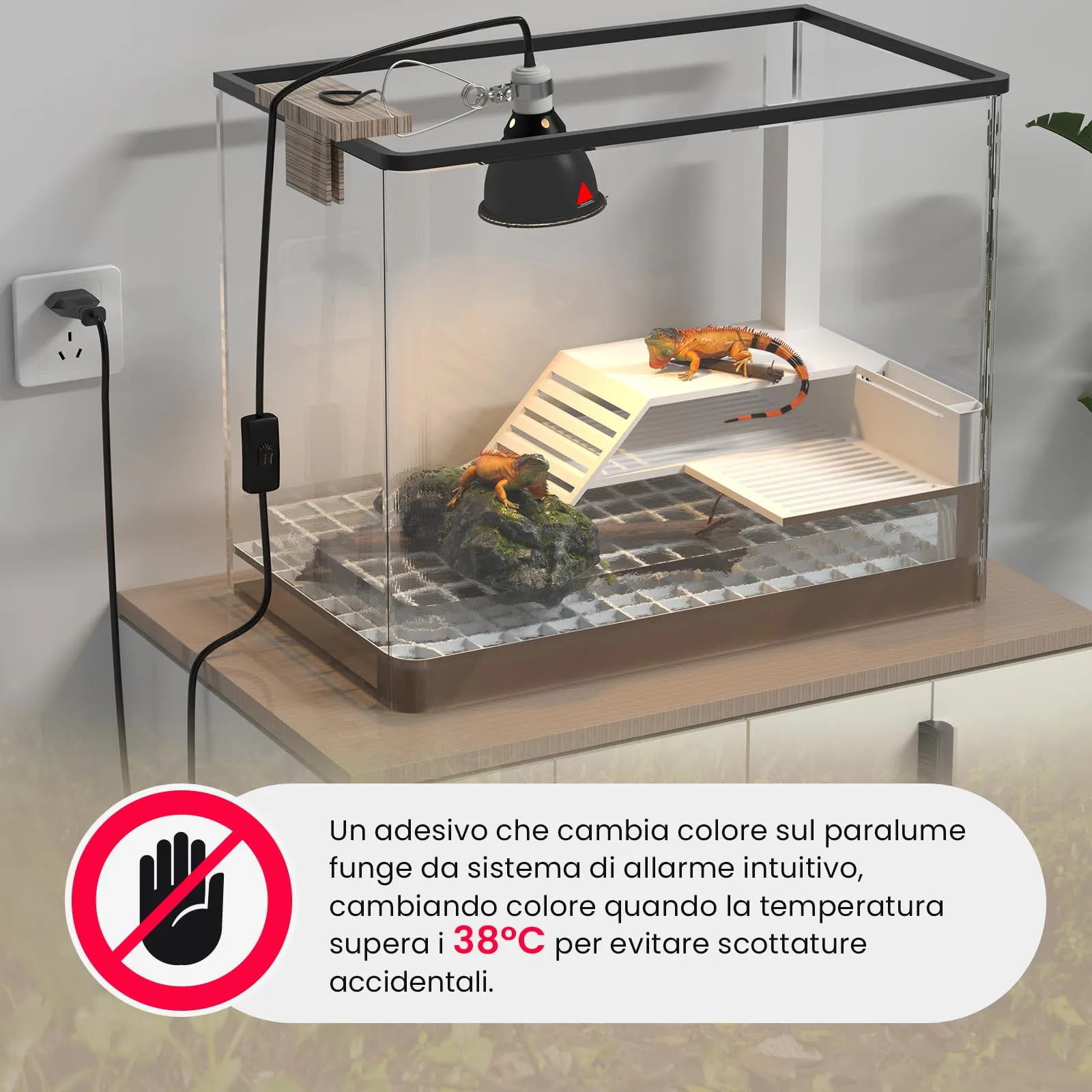 GlowUp Rettile Portalampada Riscaldante per Tartarughe, 5.5 Pollici E27 160W Riflettore Porta Lampada per Rettili, Lampada Riscaldante Tartarughe Rettili per Lampadine UVA UVB, Lampadine Infrarossi - immagine 5