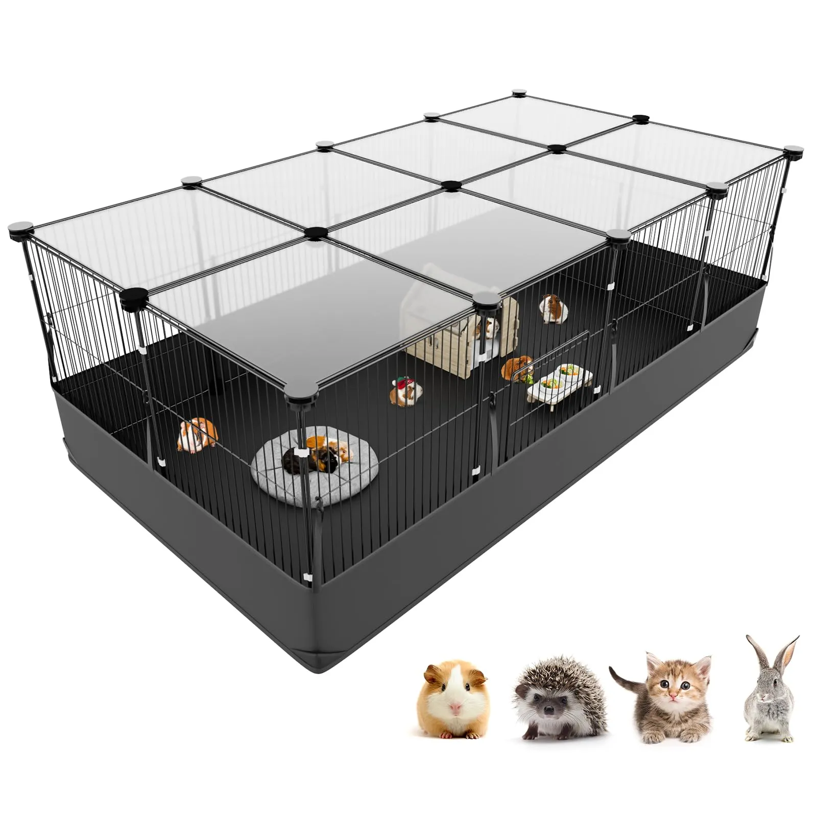 Gabbia per Conigli Aystkniet, 122 cm x 60 cm x 40 cm Recinto per Porcellini D’India con Copertura Superiore e Fondo Impermeabile, Spazio per Piccoli Animali Come Criceti, Tartarughe, Ricci - immagine 1