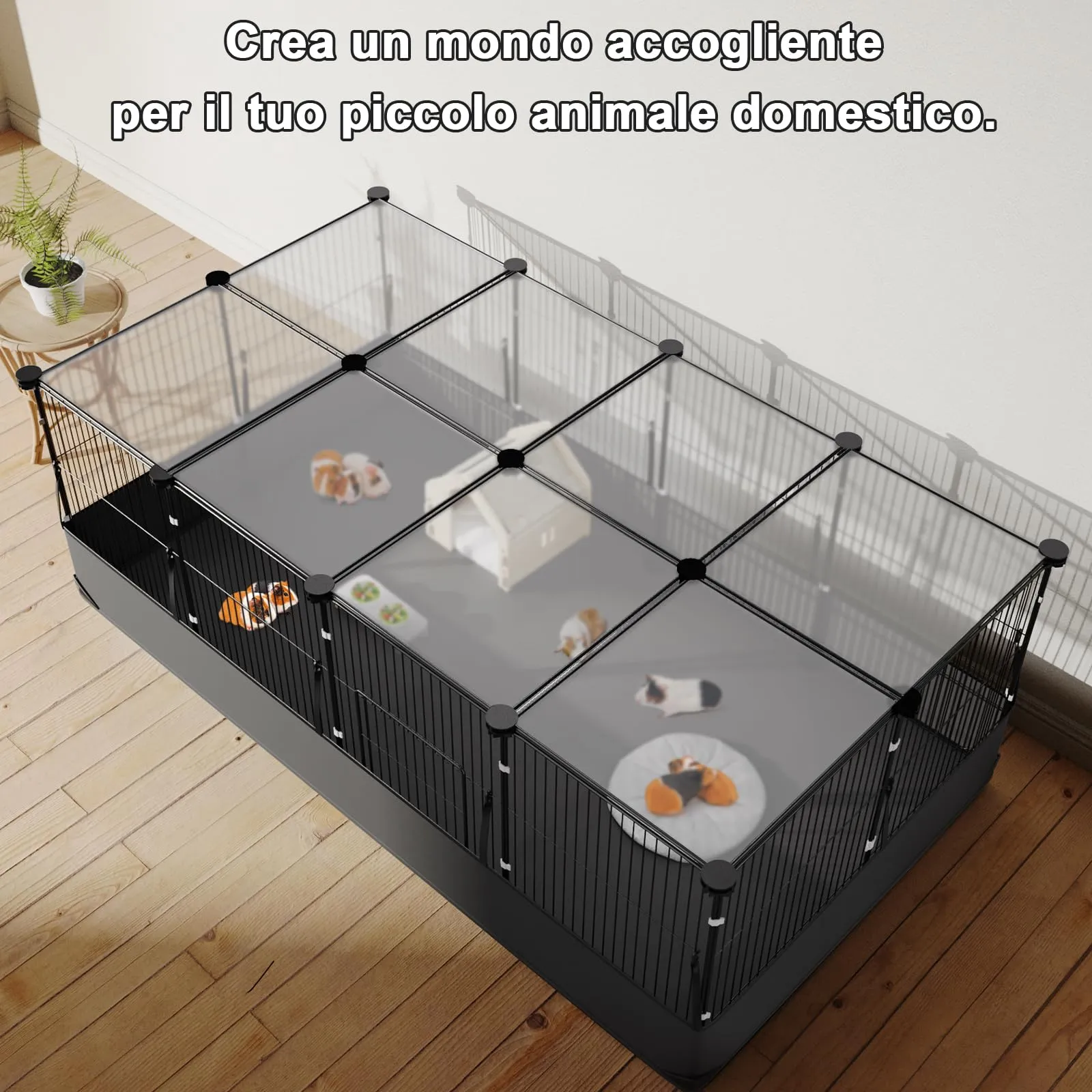 Gabbia per Conigli Aystkniet, 122 cm x 60 cm x 40 cm Recinto per Porcellini D’India con Copertura Superiore e Fondo Impermeabile, Spazio per Piccoli Animali Come Criceti, Tartarughe, Ricci - immagine 7