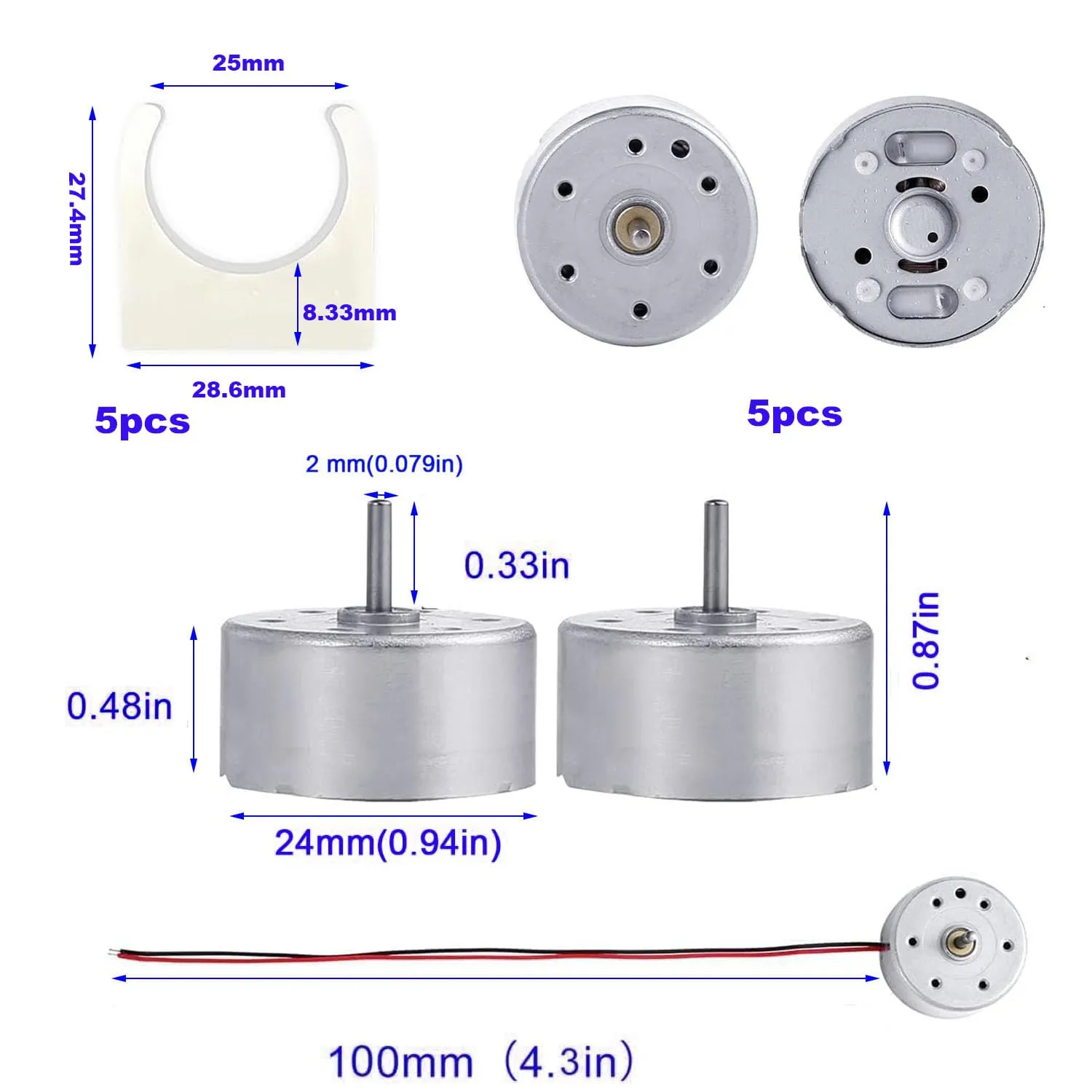 RUNCCI-YUN 5 Set kit motori dc Mini,1.5V-3V-4.5V-6V-9V con Supporto Motore in plastica 6500 RPM Per Esperimento DIY Fisica Educativa Fai Da Te - immagine 2