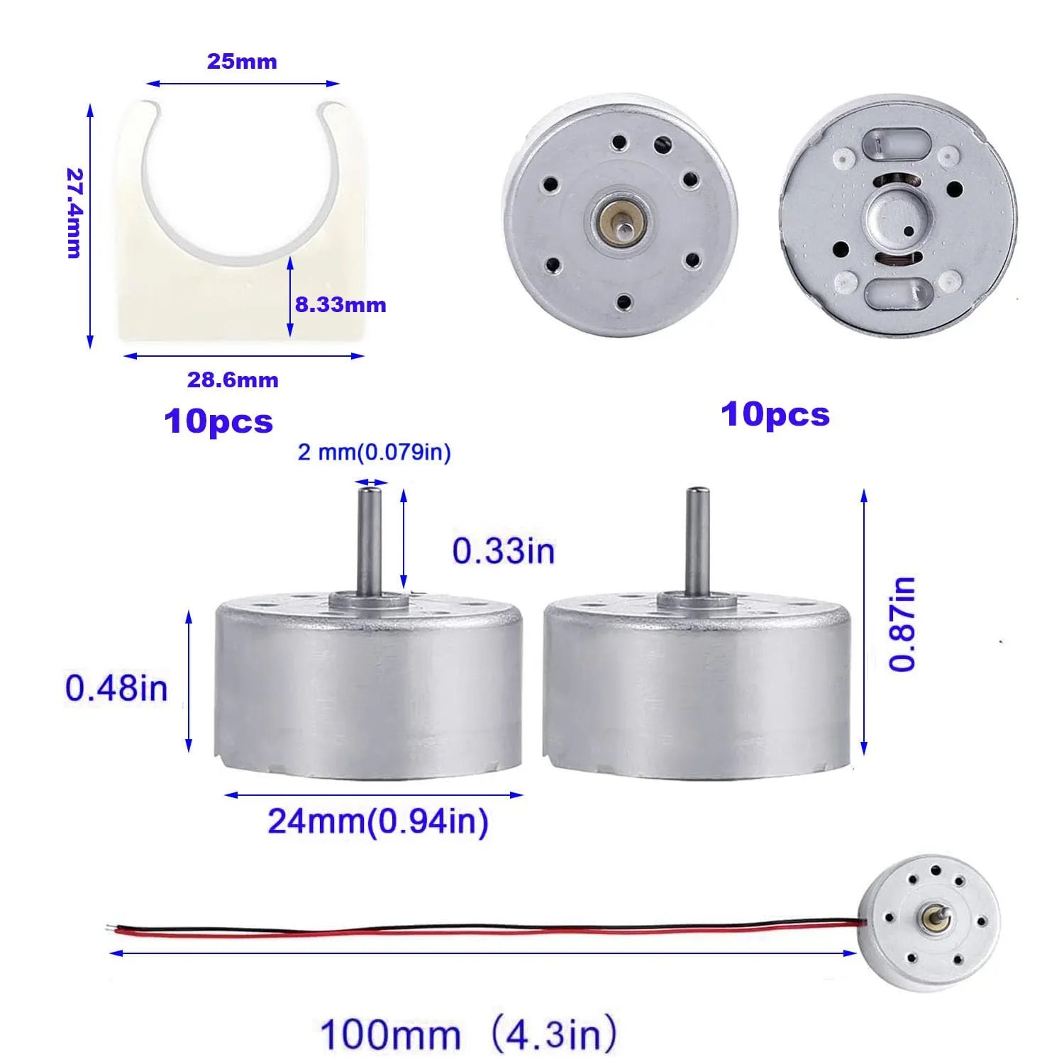 RUNCCI-YUN 10 Set kit motori dc Mini,1.5V-3V-4.5V-6V-9V con Supporto Motore in plastica 6500 RPM Per Esperimento DIY Fisica Educativa Fai Da Te - immagine 2