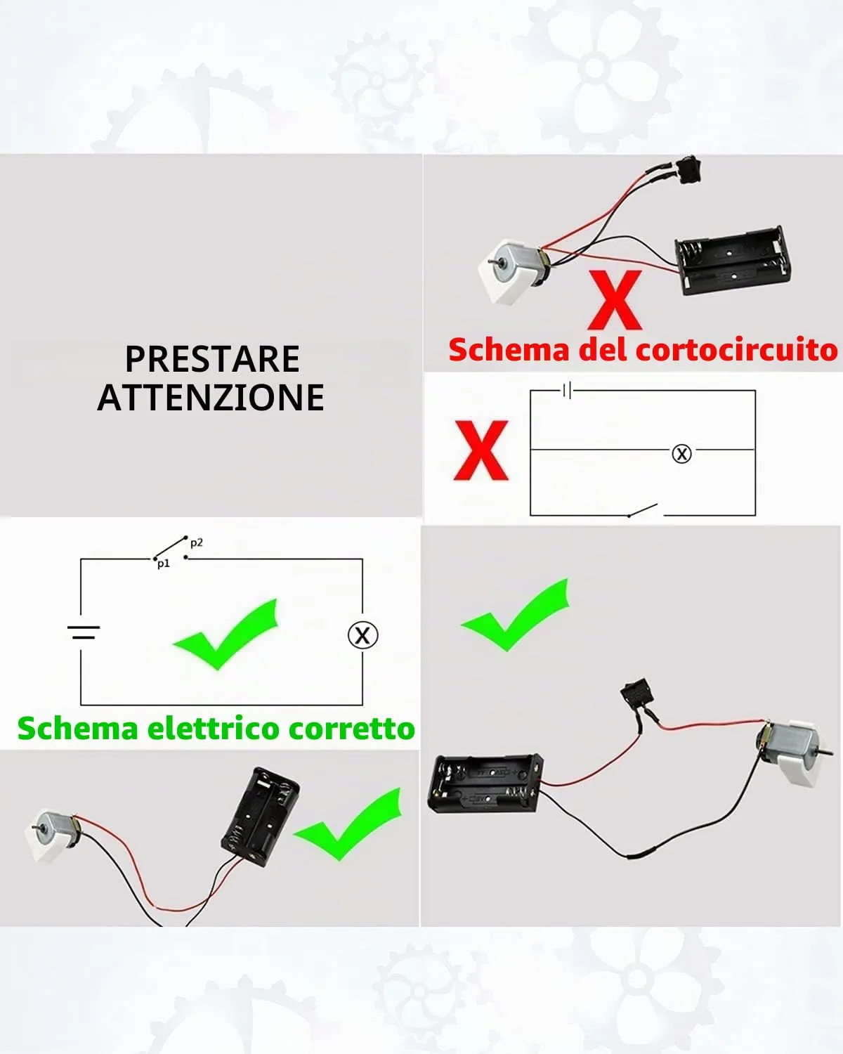 RUNCCI-YUN 10 Set kit motori dc,1.5V-3V-4.5V-6V-9V Mini Motori6500 RPM Per Esperimento DIY Fisica Educativa Fai Da Te - immagine 3