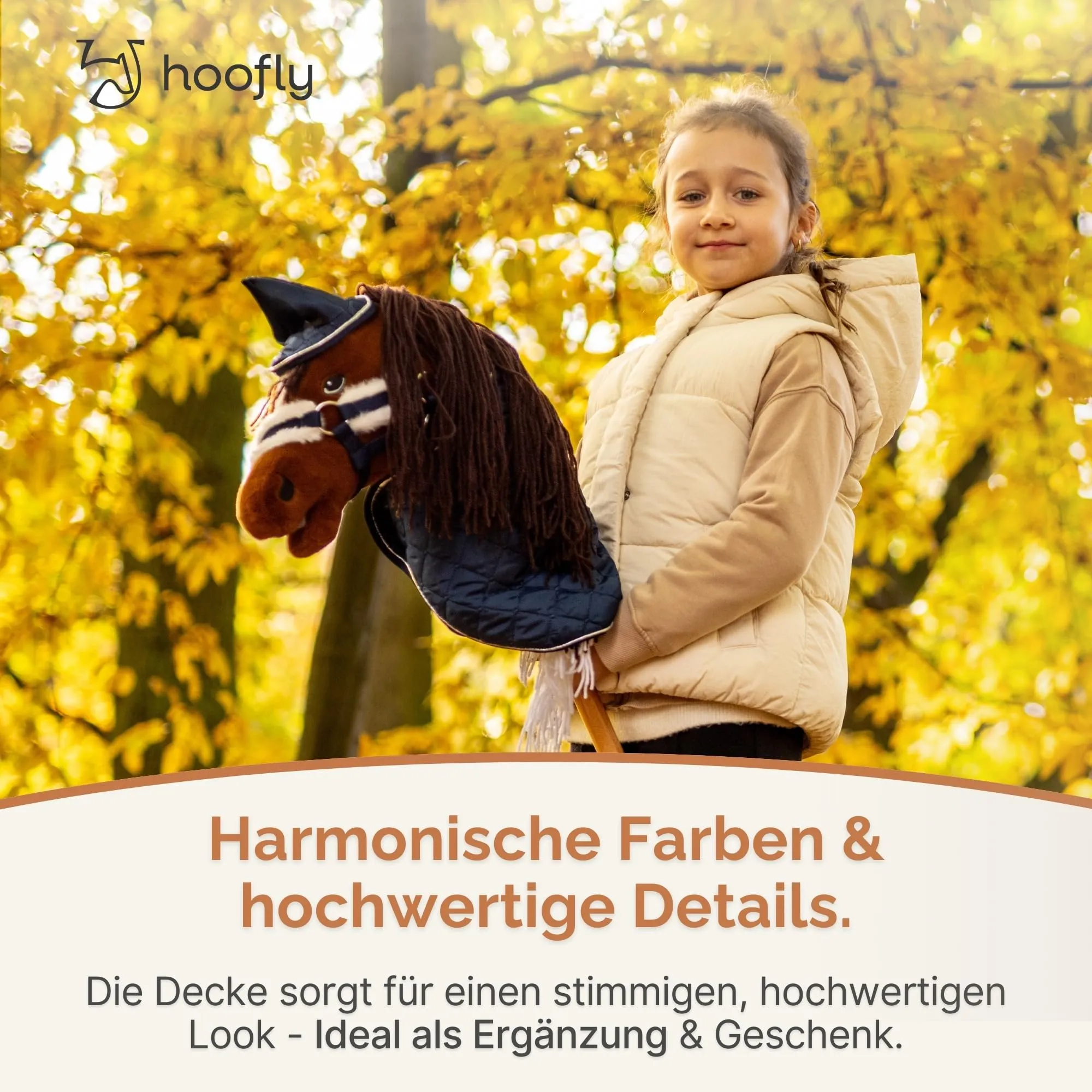 Hoofly Accessori Cavalluccio da Tiro – Coperta in Blu, Morbida e Durevole [Testato TÜV], Coperta di Alta Qualità e Stile per Cavalluccio da Tiro per Gioco, Cura e Addestramento - immagine 5