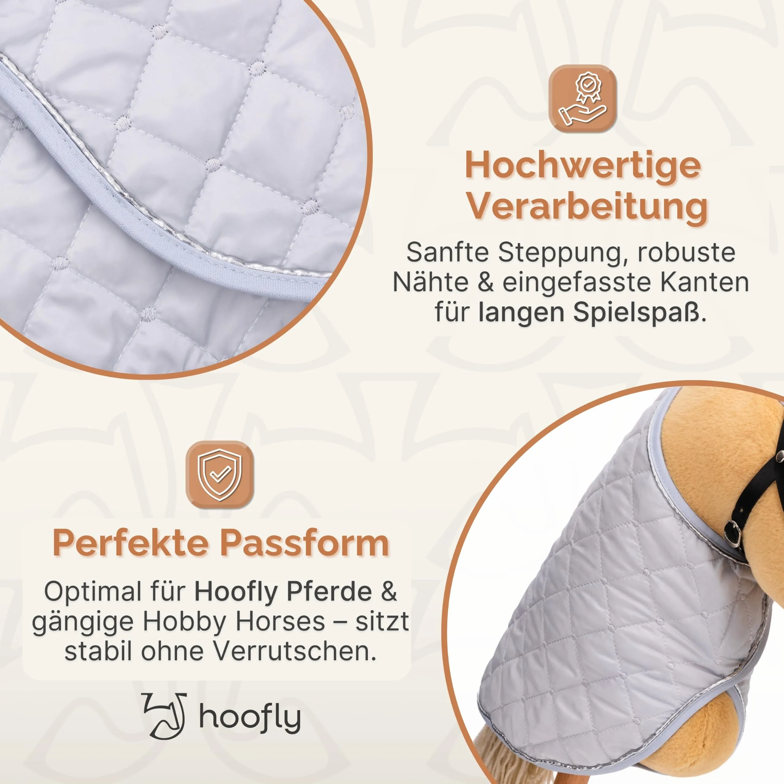 Accessori per Cavalluccio da Hobby Hoofly – Coperta in grigio, morbida e durevole [Testato TÜV], coperta di alta qualità e stilosa per cavallo da hobby per gioco, cura e addestramento - immagine 4