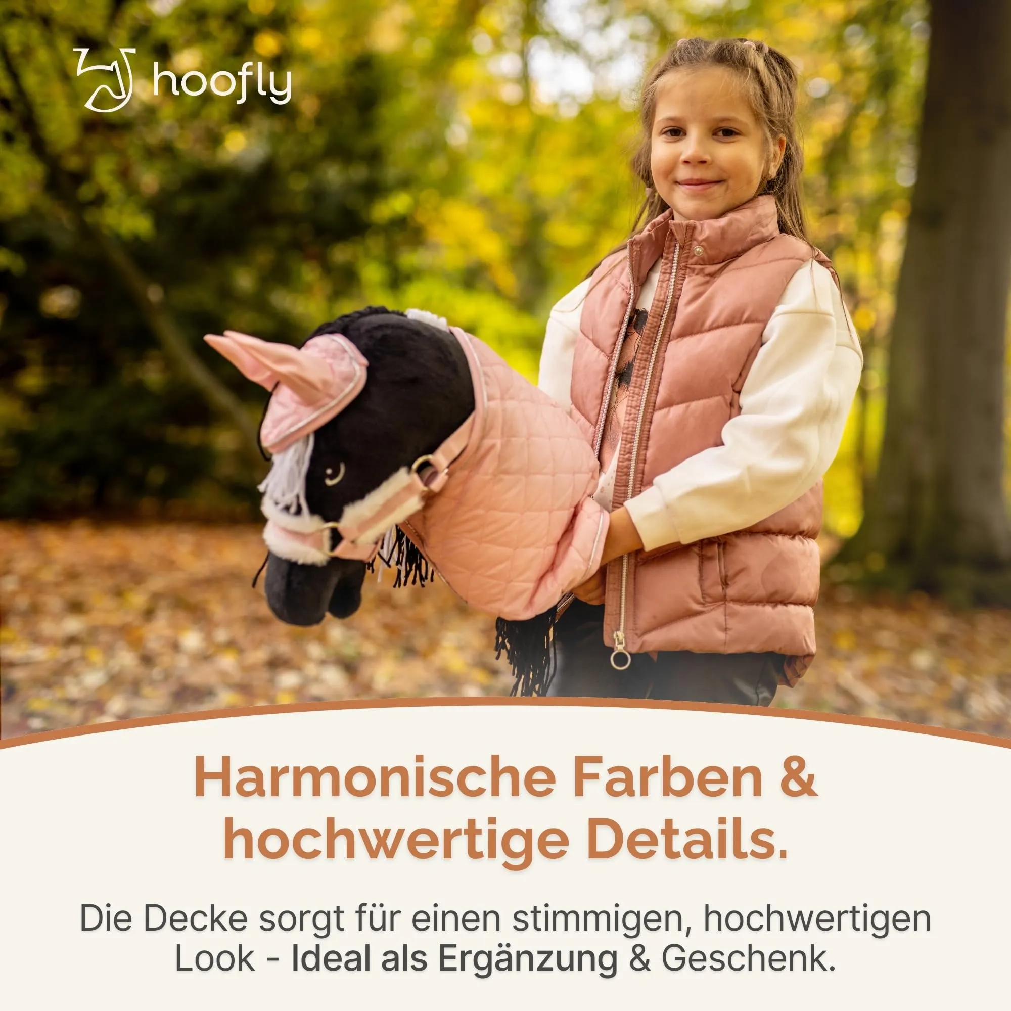 Hoofly Accessori Hobby Horse - Coperta rosa morbida e resistente - Certificata TÜV - Di alta qualità ed elegante - Per il gioco, la manutenzione e l'allenamento - immagine 5