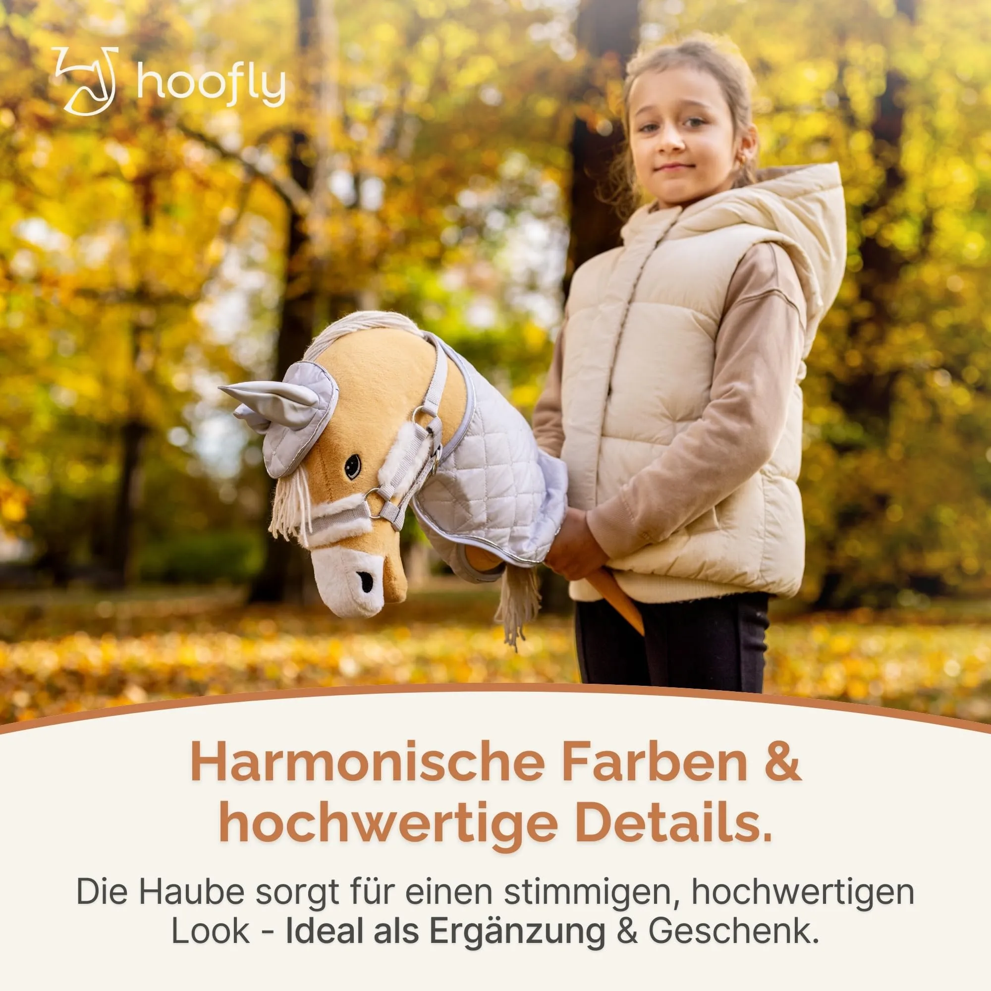 Hoofly Accessori per hobby Horse – Cappuccio per mosche in grigio per hobby Horses [certificato TÜV] – ideale per gioco e allenamento - immagine 5