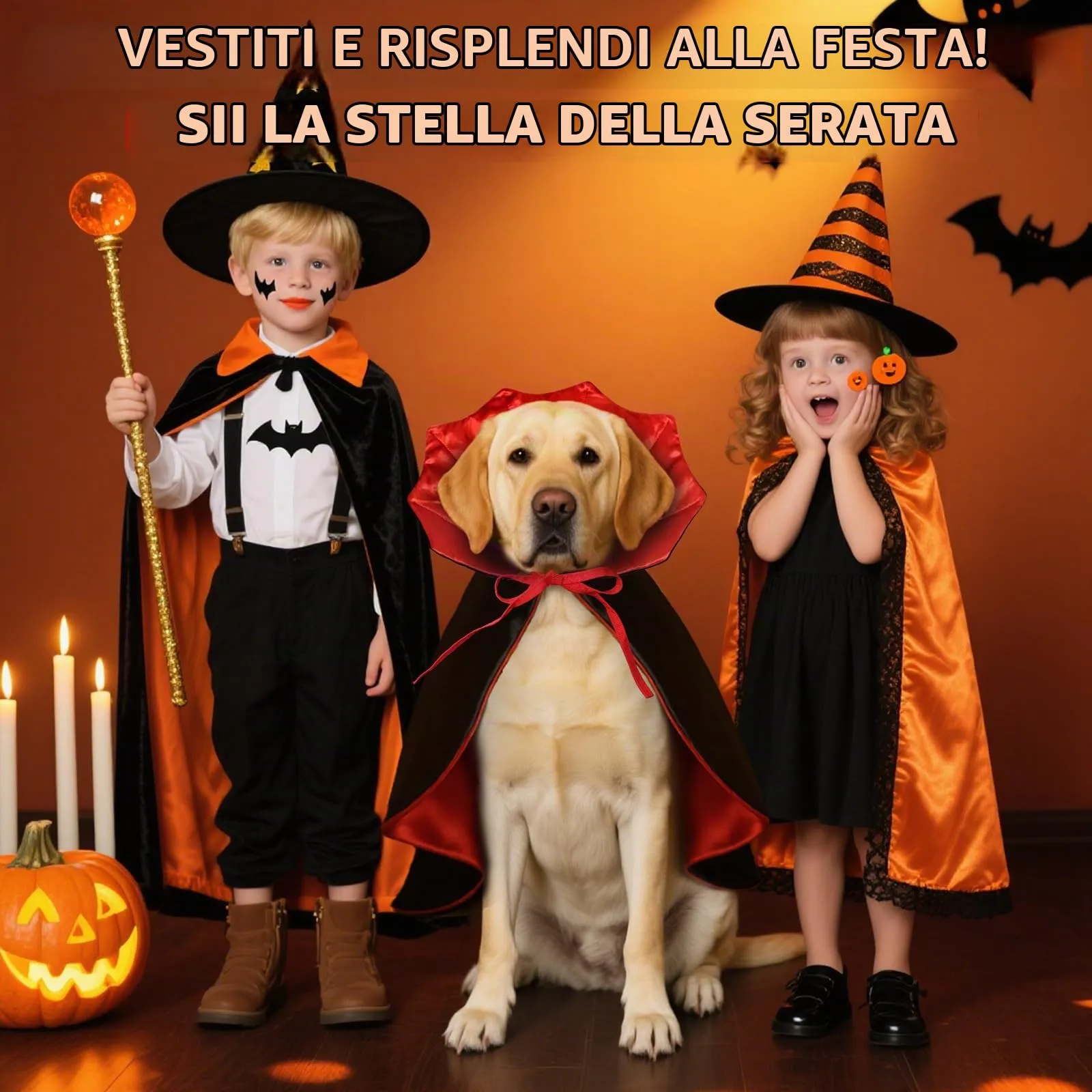 HSSPYY - Mantello di Halloween per Cani, Mantello da Vampiro Regolabile in Rosso/Nero per Cani di Taglia Grande, Doppia Fissazione (Collare + Cinturino per il Petto) - immagine 6