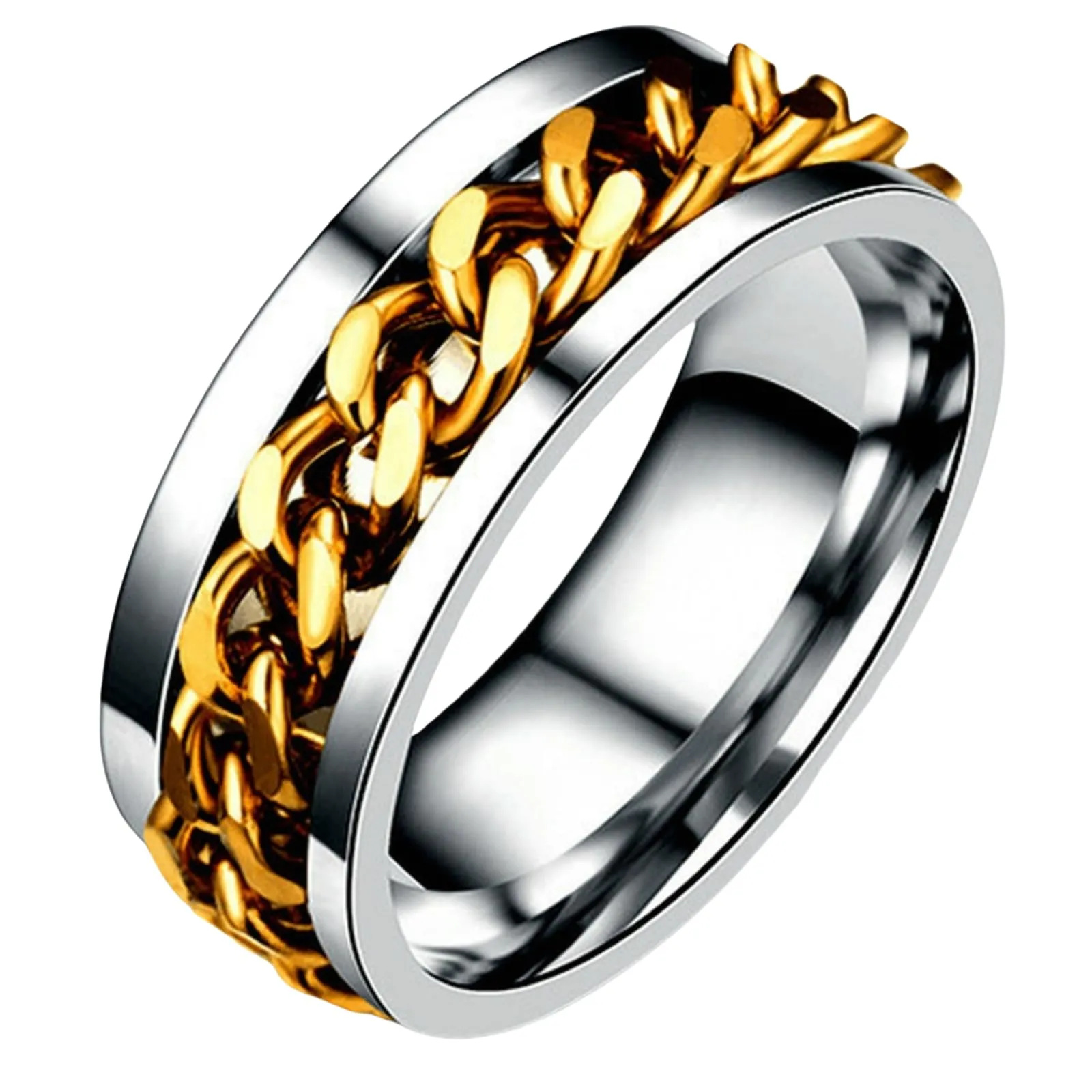 Jpltlvy Rotierender Kettenring aus Titanstahl für Männer Multifunktionaler Bieröffner Schmuck Accessoire im Industriestil Geschenk für Ihn - immagine 1