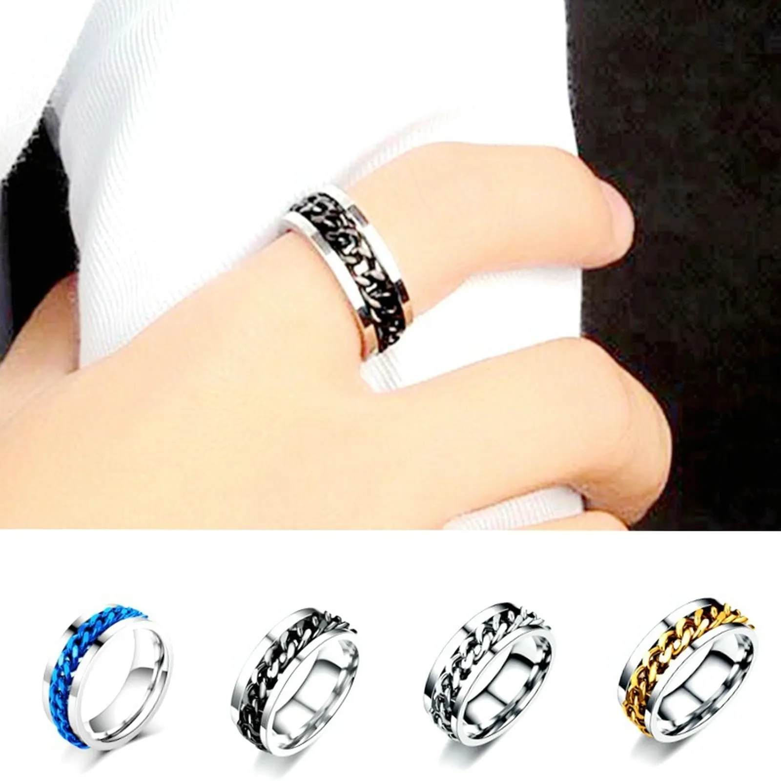 Jpltlvy Rotierender Kettenring aus Titanstahl für Männer Multifunktionaler Bieröffner Schmuck Accessoire im Industriestil Geschenk für Ihn - immagine 3