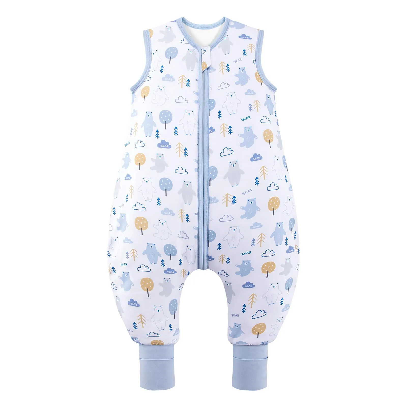 ToyaTec Sacco nanna con piedi, 2,5 Tog, super morbido, realizzato in rayon di bambù, per bambini, in fibra di bambù, per l'inverno, per l'autunno e l'inverno (orsi, 100cm (3-5 Jahre)) - immagine 1