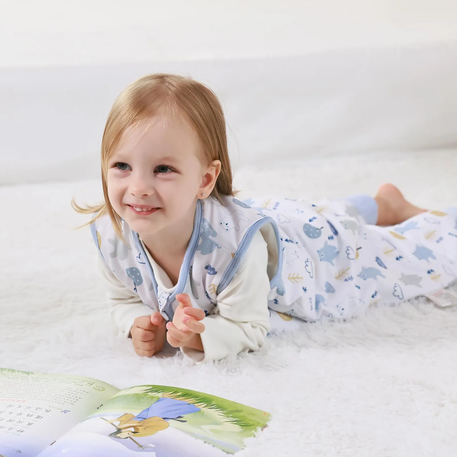 ToyaTec Sacco nanna con piedi, 2,5 Tog, super morbido, realizzato in rayon di bambù, per bambini, in fibra di bambù, per l'inverno, per l'autunno e l'inverno (orsi, 100cm (3-5 Jahre)) - immagine 3