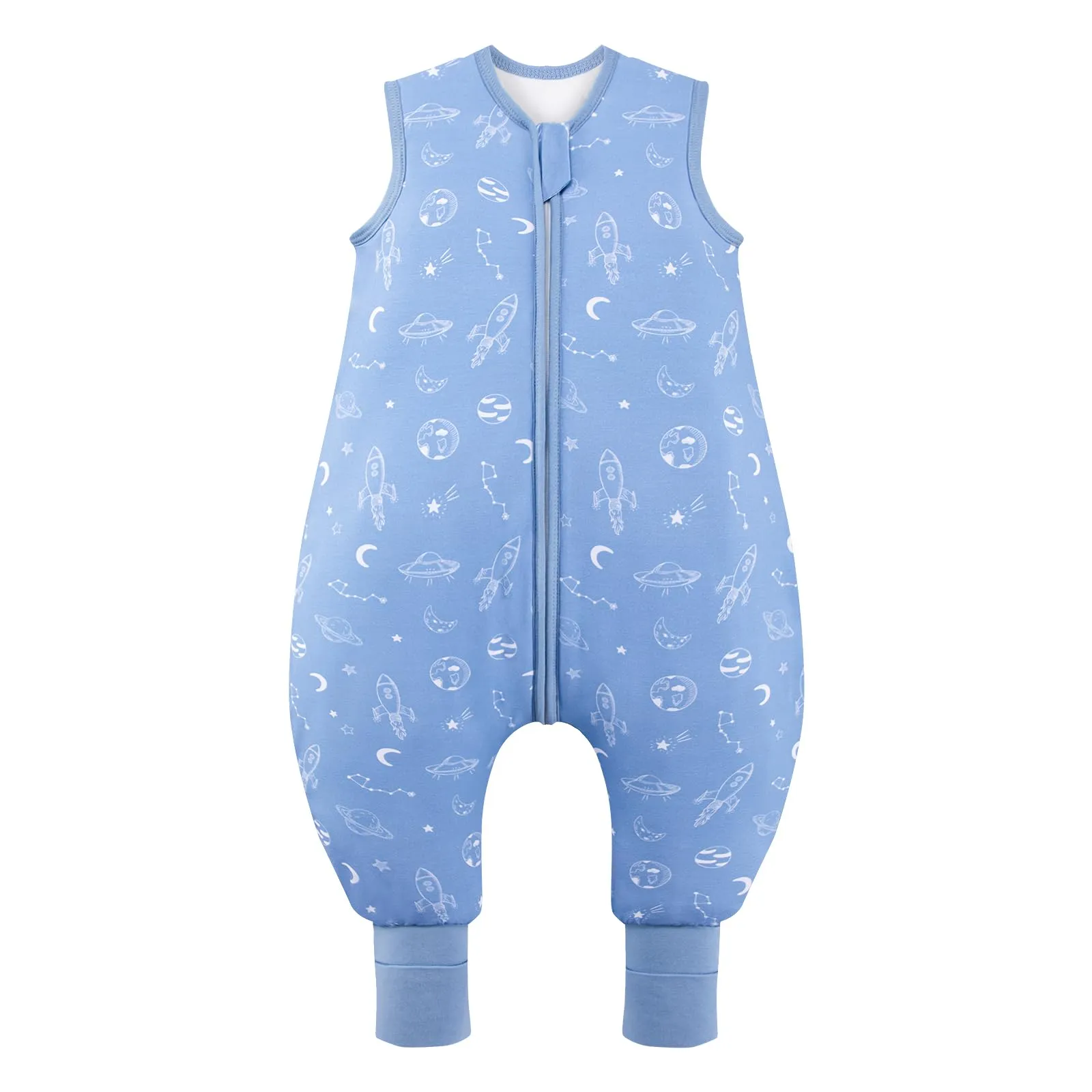 ToyaTec Sacco nanna con piedini, 2,5 Tog, super morbido, realizzato in rayon di bambù, per bambini, in fibra di bambù, per l'inverno, per l'autunno e l'inverno, Blu, 80cm (18-36 Mesi) - immagine 1