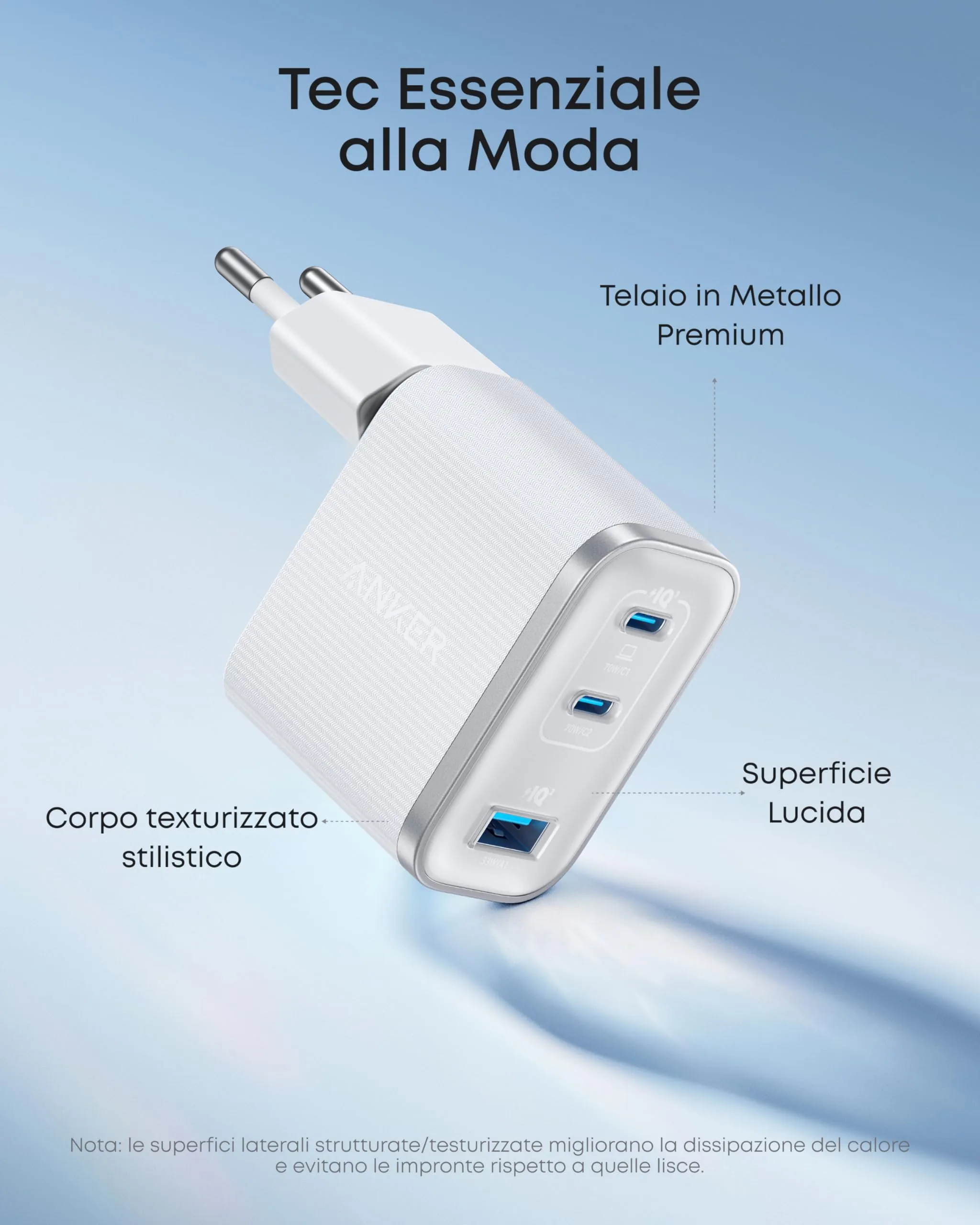 Anker Caricatore USB C 70W, Adattatore di Alimentazione ad Alte Prestazioni - immagine 5
