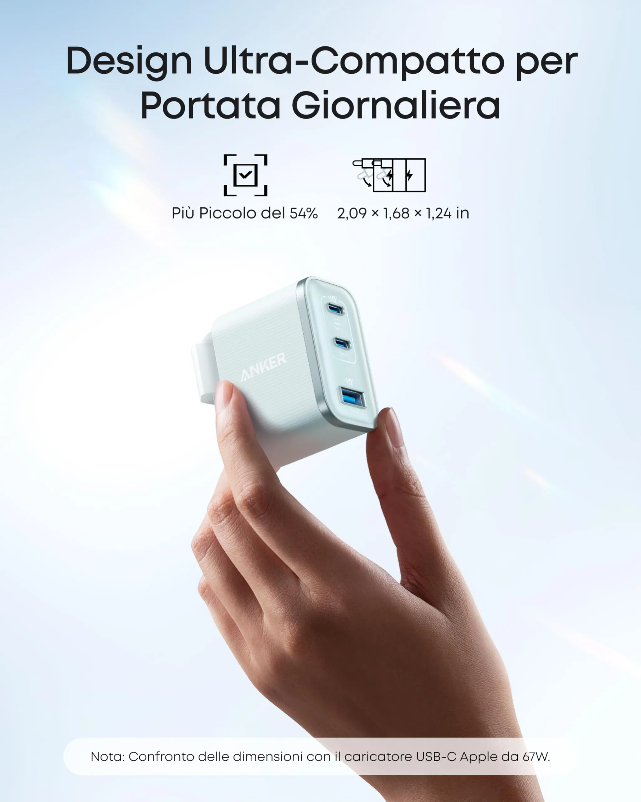 Anker Caricatore USB C 70W, Adattatore di Alimentazione ad Alte Prestazioni - immagine 3