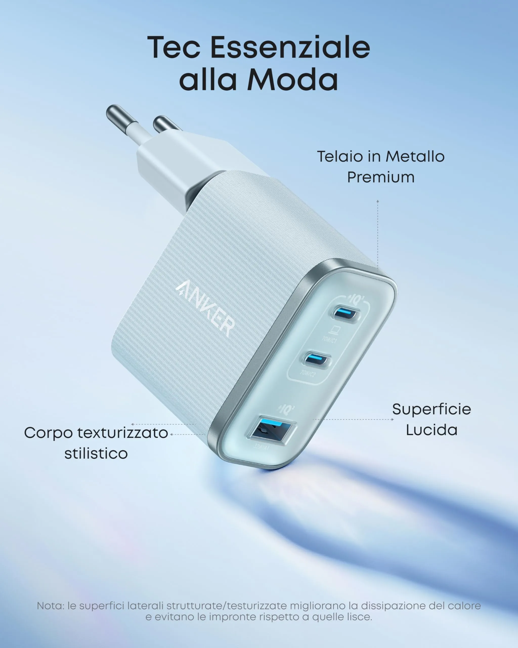 Anker Caricatore USB C 70W, Adattatore di Alimentazione ad Alte Prestazioni - immagine 5