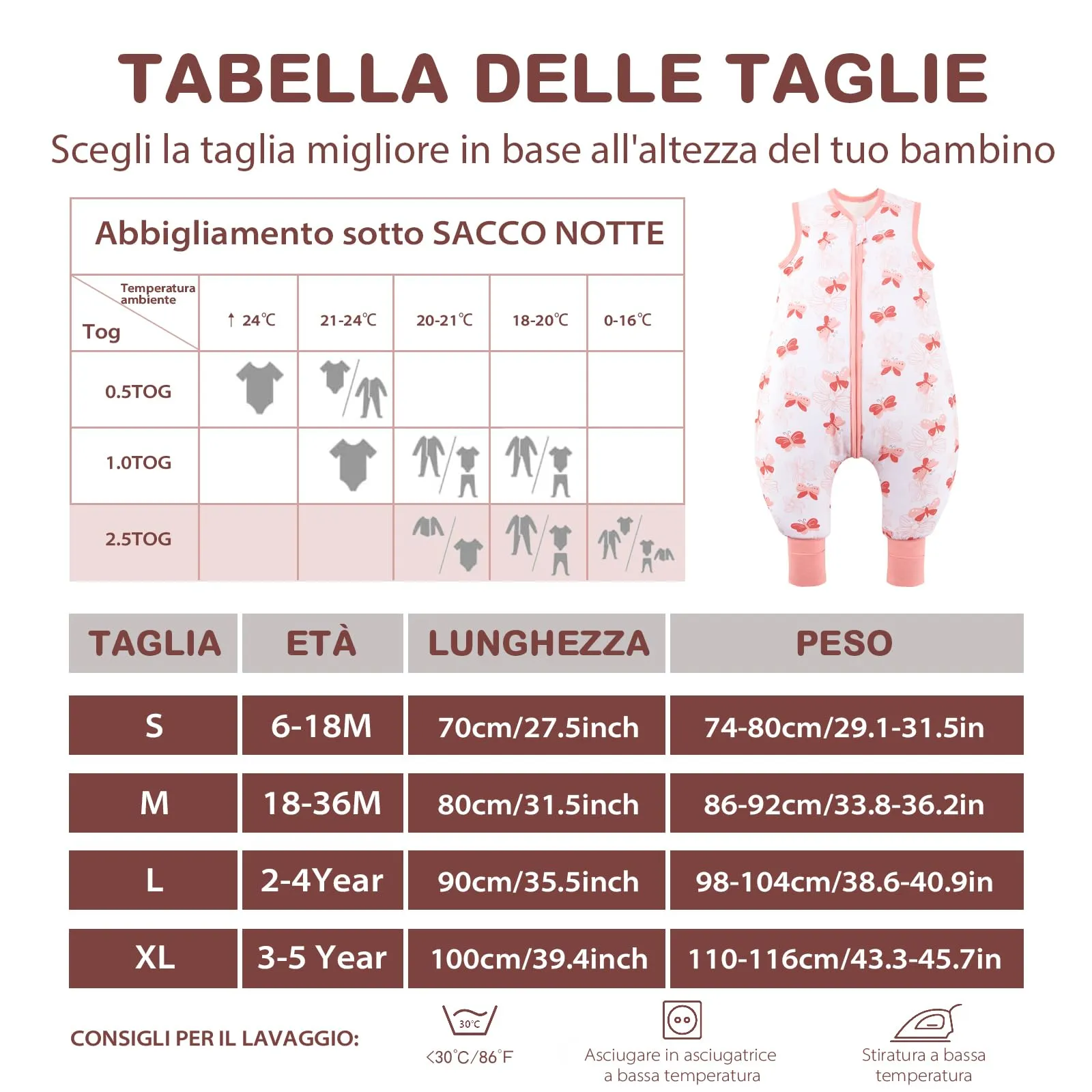 ToyaTec Sacco nanna con piedi, 2,5 Tog, super morbido, realizzato in rayon di bambù, per bambini, in fibra di bambù, per l'inverno, per l'autunno e l'inverno (rosa, 90cm (2-4 Jahre)) - immagine 6