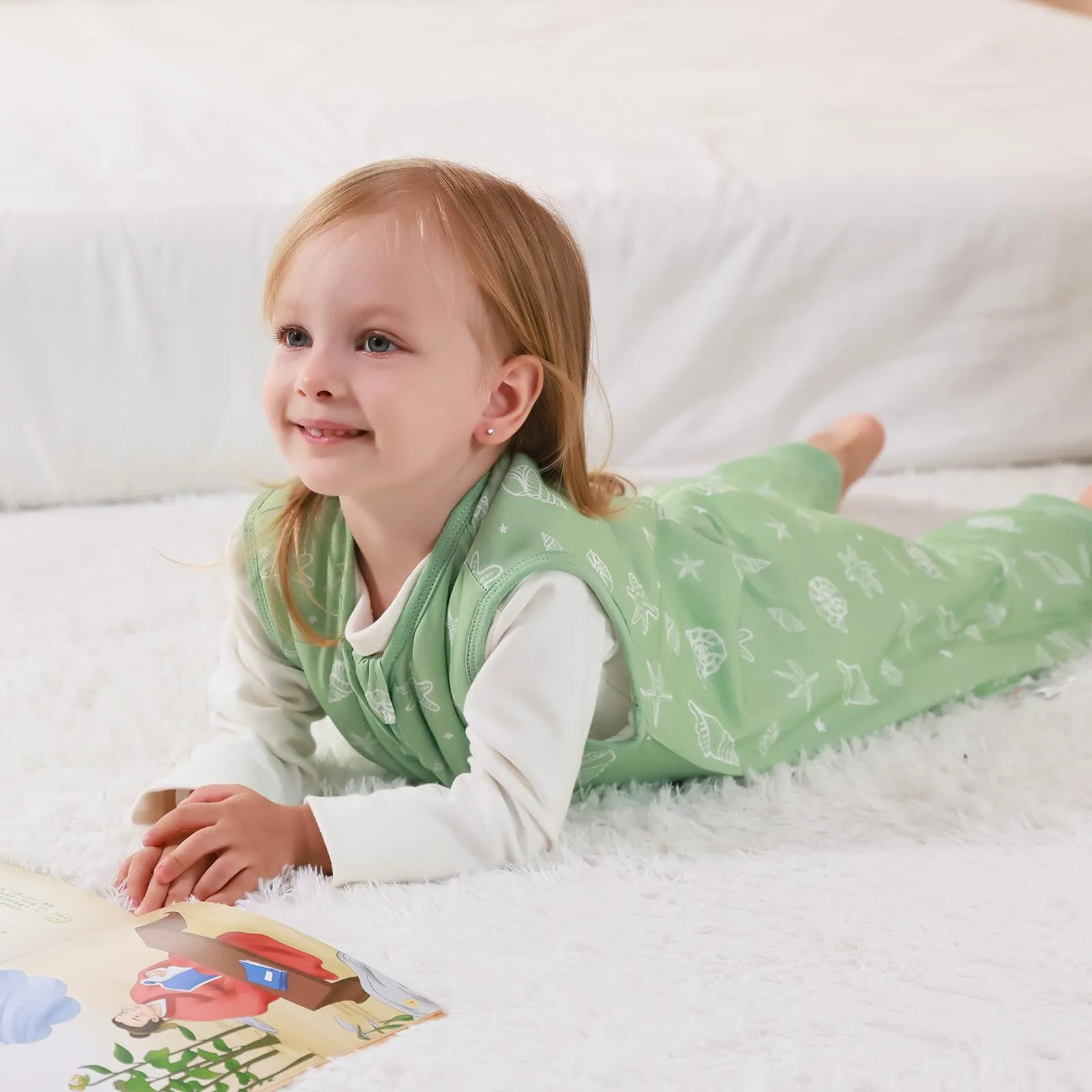 ToyaTec Sacco nanna con piedi, 2,5 Tog, super morbido, realizzato in rayon di bambù, per bambini, in fibra di bambù, per l'inverno, per l'autunno e l'inverno (verde,80cm (18-36 Mesi)) - immagine 9