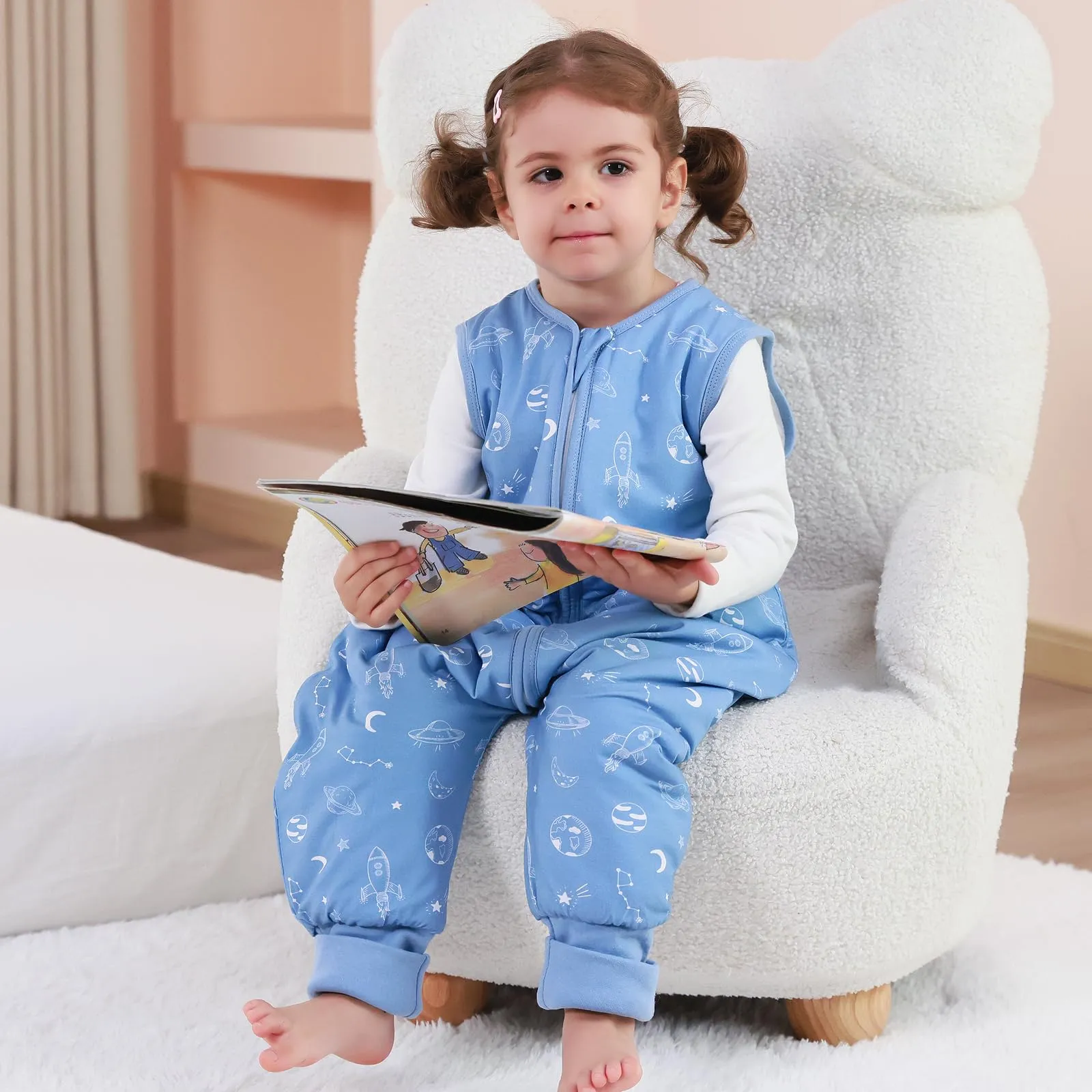 ToyaTec Sacco Nanna con Piedini, 2,5 Tog, Super Morbido, Realizzato in Rayon di bambù, per Bambini, in Fibra di bambù, per l'inverno, per l'autunno e l'inverno, Blu, 90cm (2-4 Jahre) - immagine 2