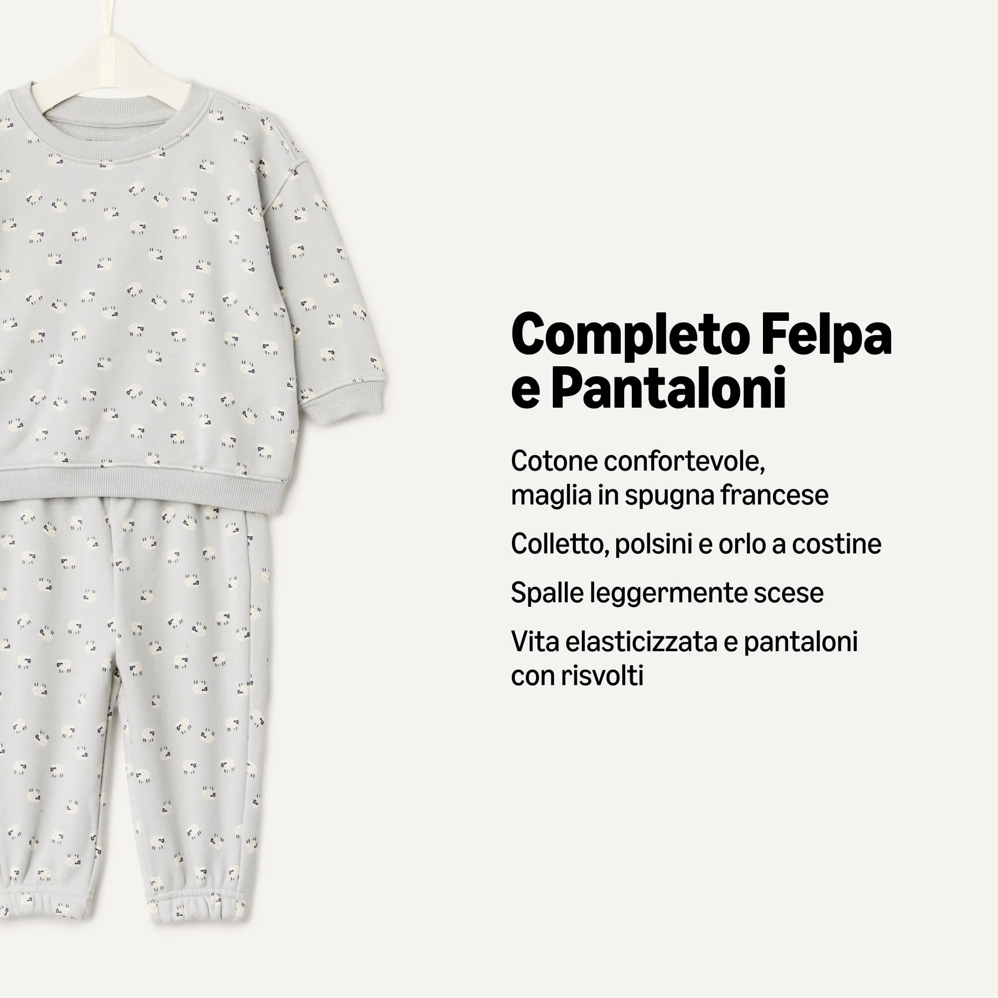 Amazon Essentials x Sofia Grainge Set Con Felpa E Pantaloni Sportivi Unisex - Bambini e ragazzi, Grigio Tortora Pecore, 3 anni - immagine 2