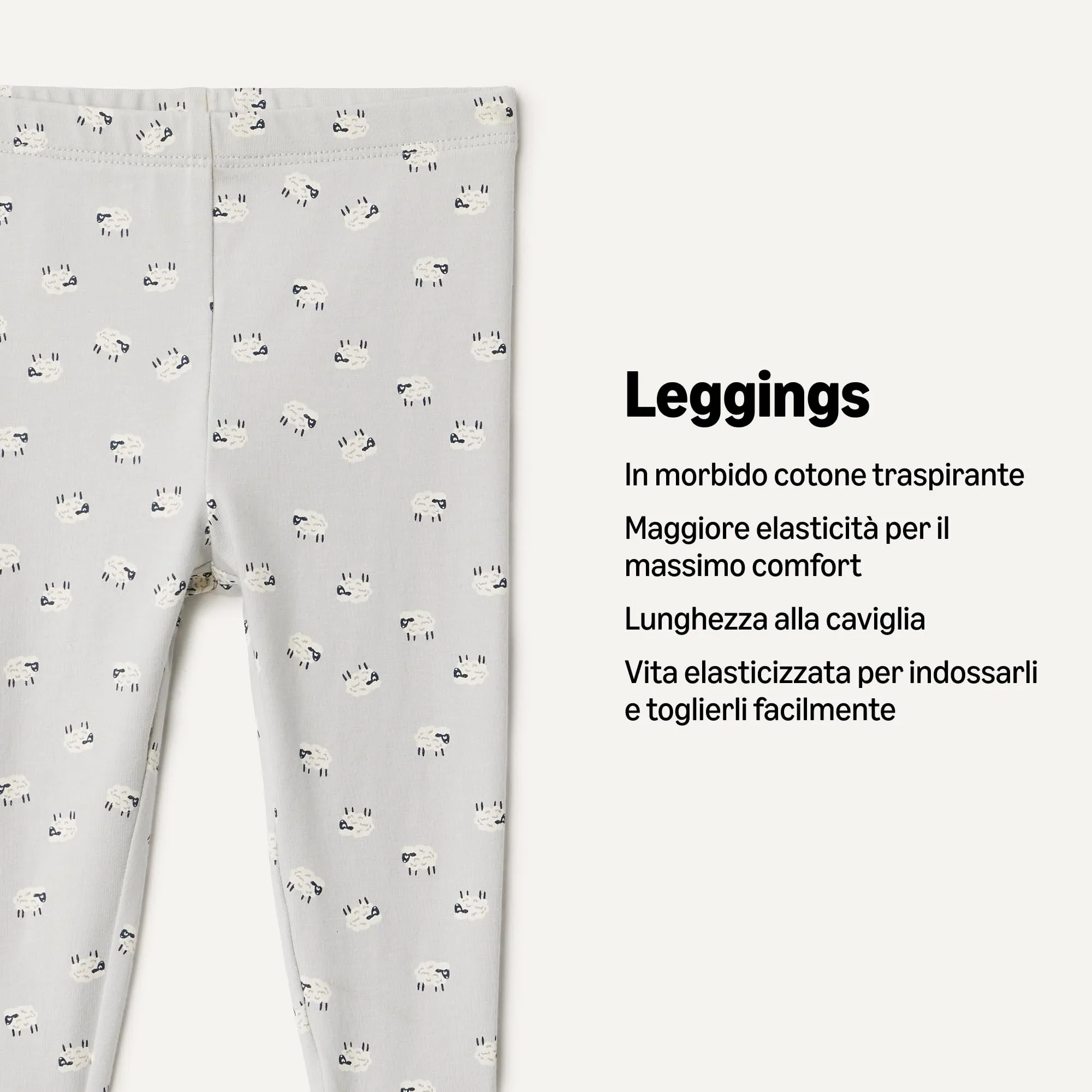 Amazon Essentials x Sofia Grainge Leggings alla Caviglia Traspiranti in Cotone Unisex - Bimbi 0-24, Confezione da 3, Pecore/Righe/Verde Scuro, 6-9 mesi - immagine 2