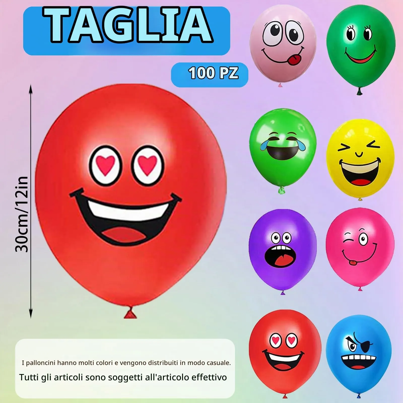 AUNGKWANG 20/50/100/200 Pezzi Palloncini Smiley, 12 Pollici Emoji Lattice Palloncino Festa, Palloncini Colorati per Feste Anniversario San Valentino Compleanno Festa Battesimo Baby Shower Deco - immagine 2