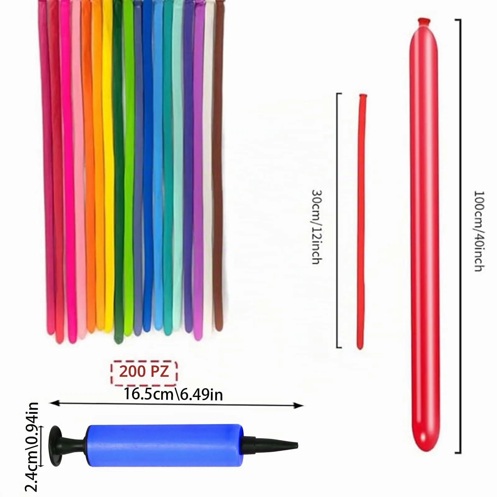 AUNGKWANG 200 Pezzi Palloncini Modellabili, Lungo Palloncinis, Magici Palloncini Lattice, MagiciPalloncini con Pompa a Palloncino per Feste, Compleanni, Matrimoni Decorazione - immagine 2