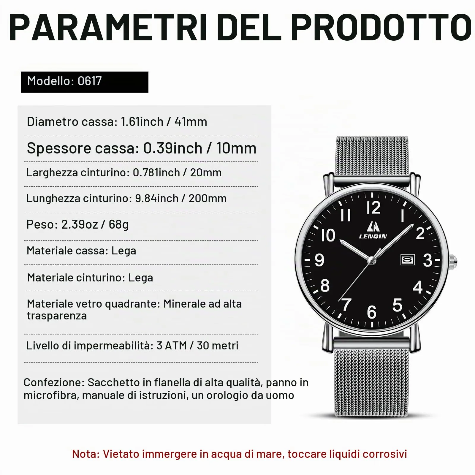 LN LENQIN Orologio Da Uomo In Acciaio Inossidabile Orologi Da Uomo Orologi Da Polso Al Quarzo Analogici 30m Impermeabile Orologio Casual Alla Moda Per - immagine 5