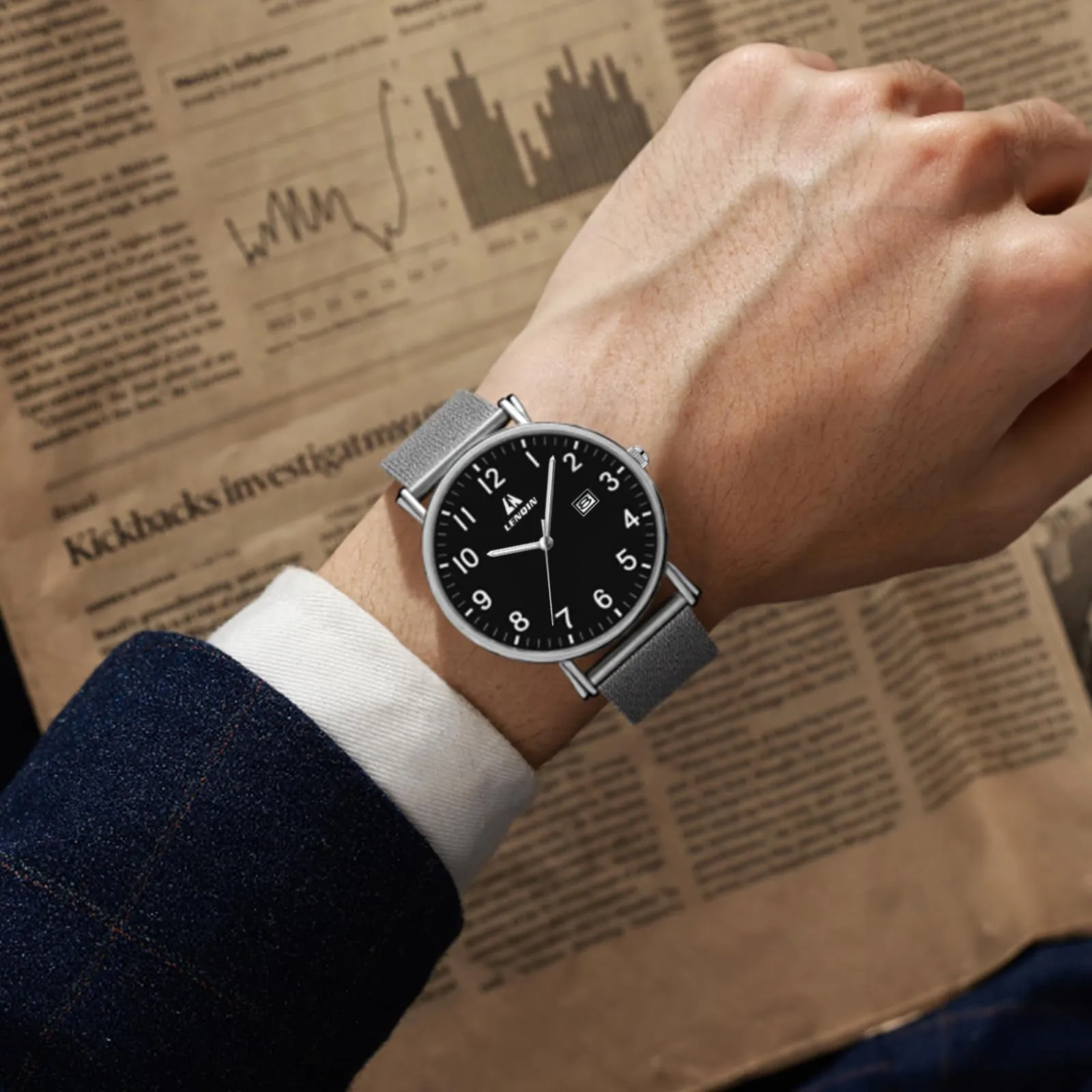 LN LENQIN Orologio Da Uomo In Acciaio Inossidabile Orologi Da Uomo Orologi Da Polso Al Quarzo Analogici 30m Impermeabile Orologio Casual Alla Moda Per - immagine 6