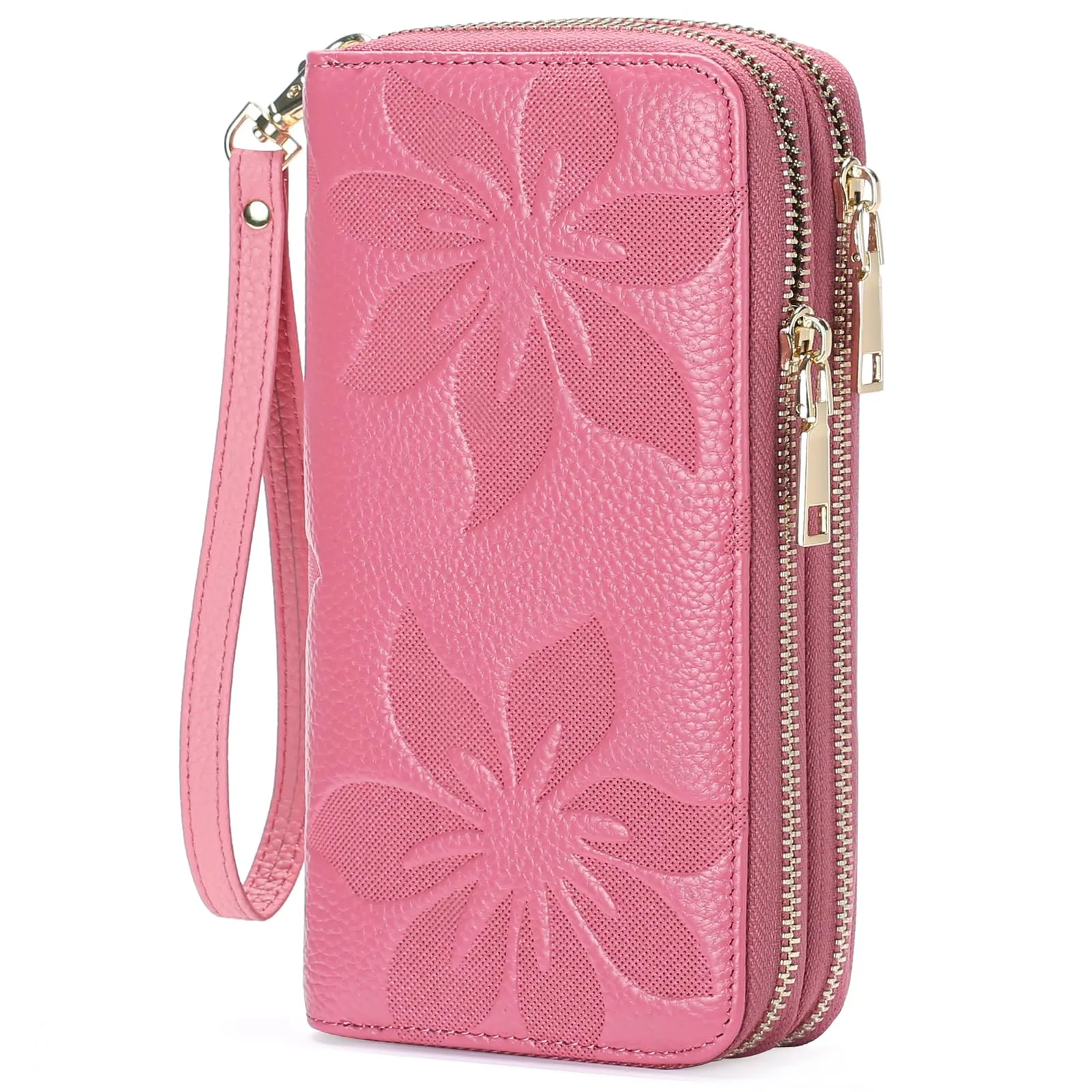 GOIACII Portafoglio Donna Grande Capacità Doppia Cerniera Porta Carta di Credito Portafogli da Donna in Pelle con Blocco RFID Telefono Wristlet - immagine 1