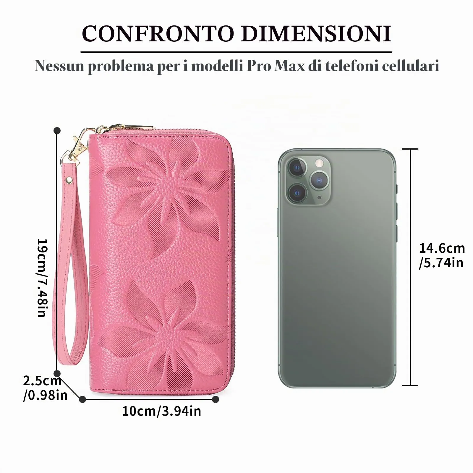 GOIACII Portafoglio Donna Grande Capacità Doppia Cerniera Porta Carta di Credito Portafogli da Donna in Pelle con Blocco RFID Telefono Wristlet - immagine 6