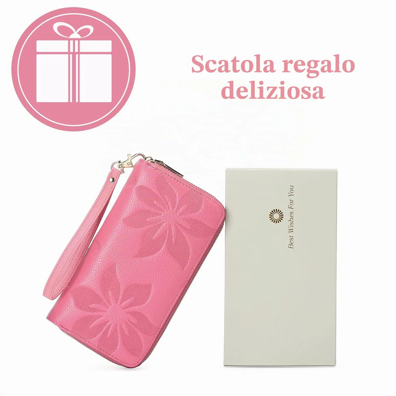 GOIACII Portafoglio Donna Grande Capacità Doppia Cerniera Porta Carta di Credito Portafogli da Donna in Pelle con Blocco RFID Telefono Wristlet - immagine 7