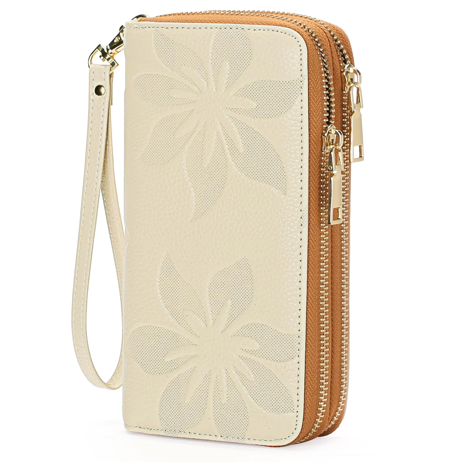 GOIACII Portafoglio Donna Grande Capacità Doppia Cerniera Porta Carta di Credito Portafogli da Donna in Pelle con Blocco RFID Telefono Wristlet - immagine 1
