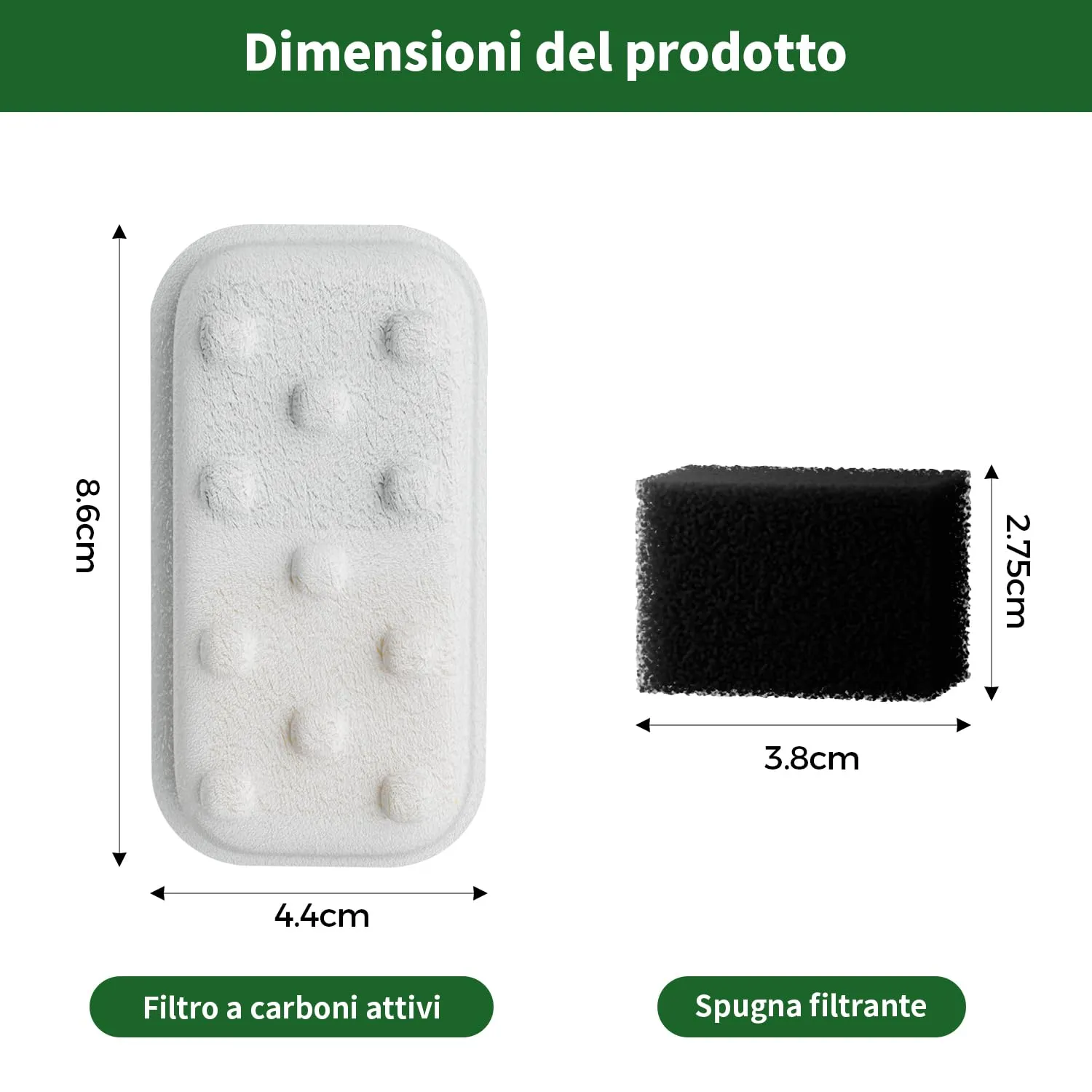 Confezione da 8 Filtri di ricambio (Cotone)/Spugne (4+4) - immagine 4