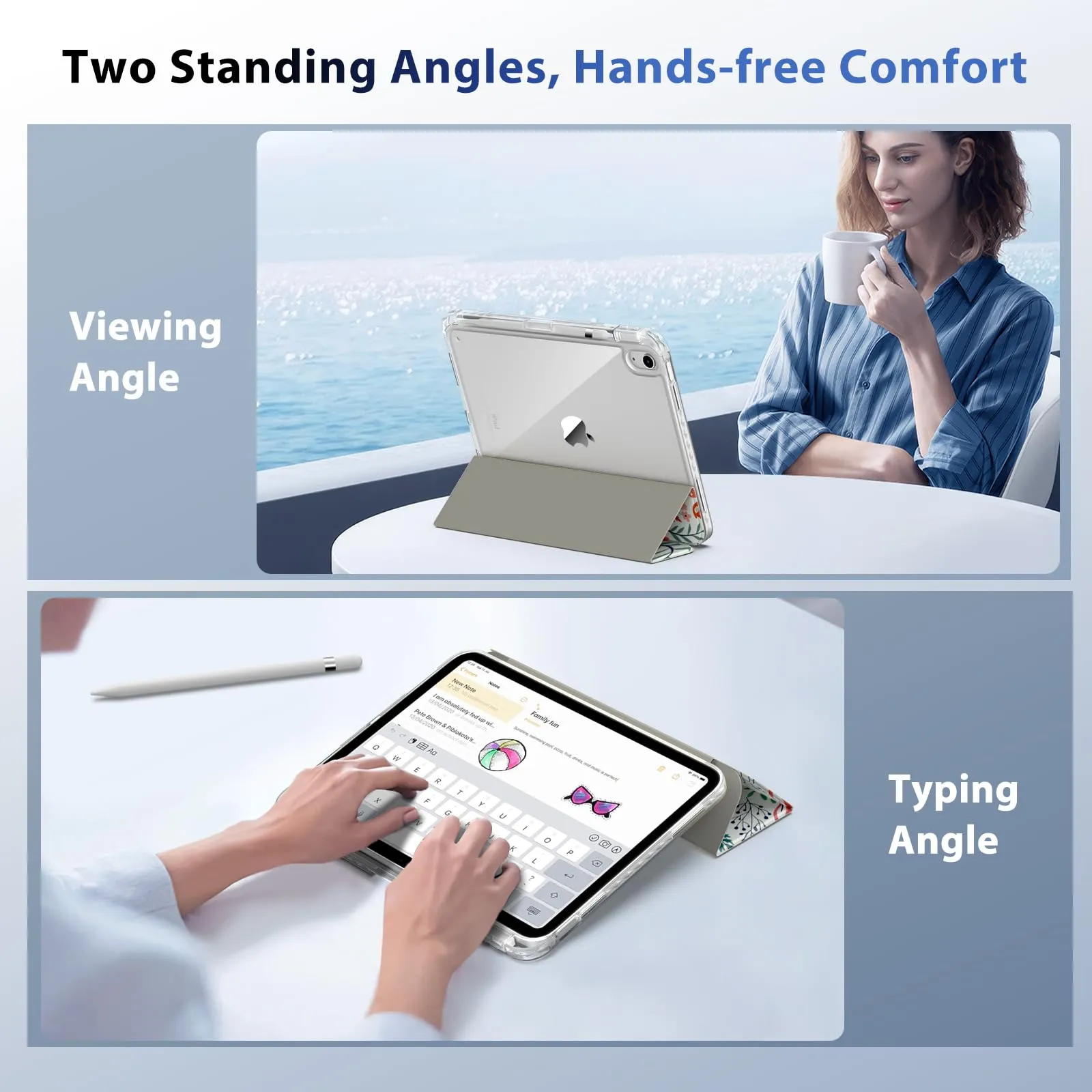 TiMOVO Cover per iPad A16 11. Gen 11"&10. Gen 10,9", Fiori - immagine 7