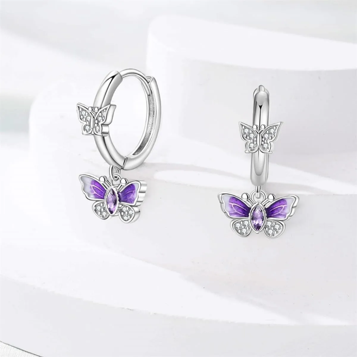 QIKAOLA S925 Orecchini in argento da donna Orecchini a cerchio ipoallergenici Orecchini Huggie con zirconia cubica - immagine 4