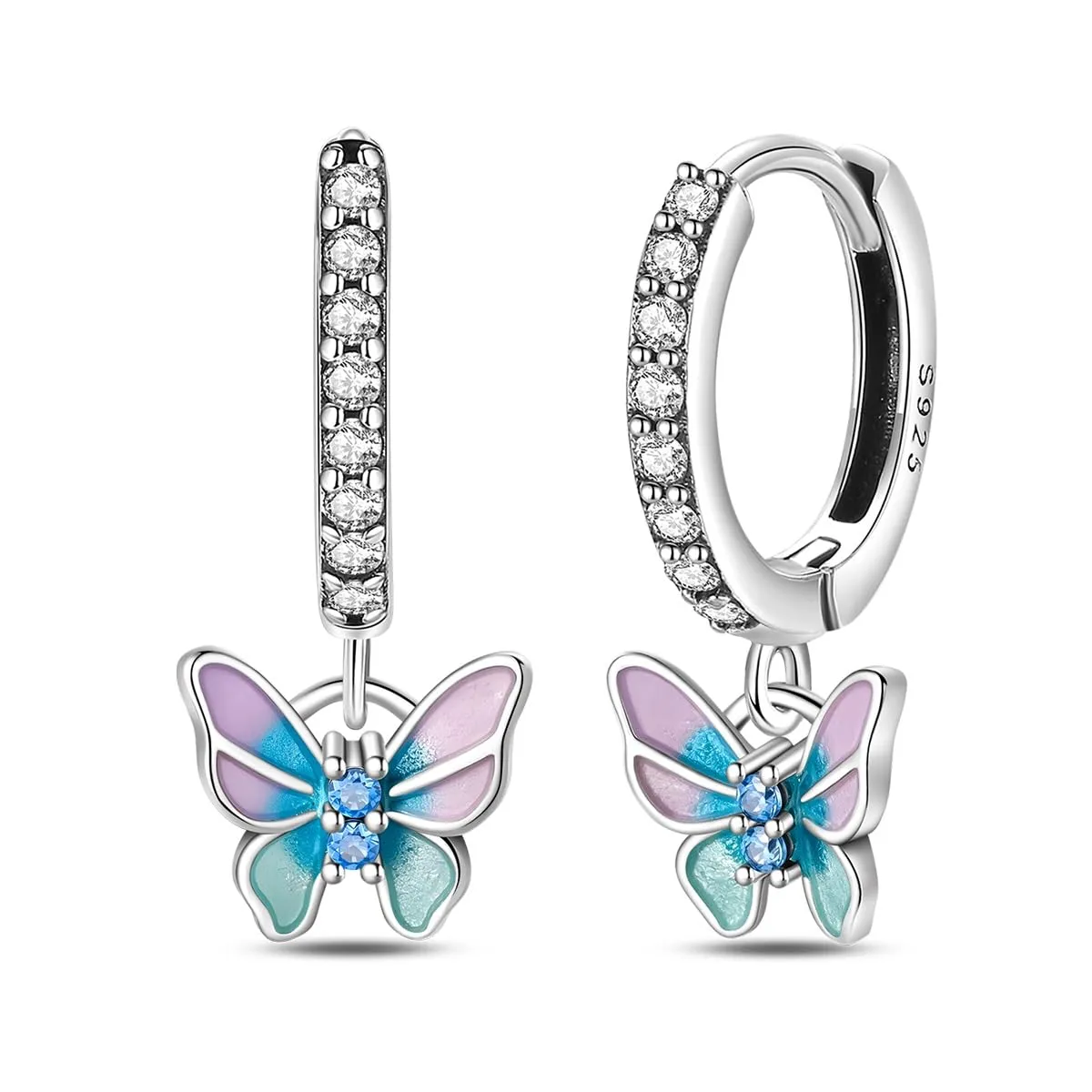 QIKAOLA S925 Orecchini in argento da donna Orecchini a cerchio ipoallergenici Orecchini Huggie con zirconia cubica - immagine 1