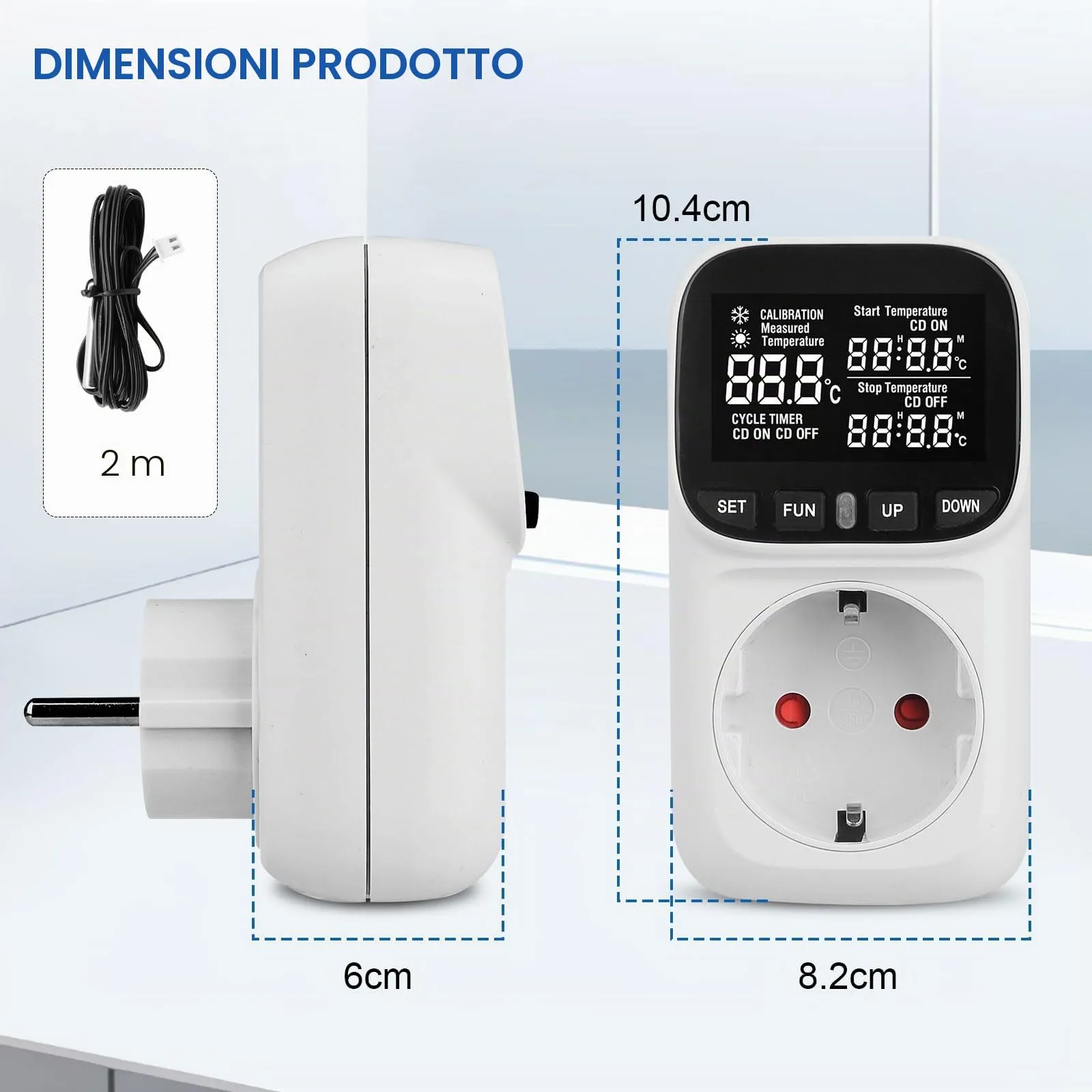Regolatore di temperatura digitale - Presa 230 V - Con sonda - Termostato digitale - Presa - Controller di temperatura con modalità riscaldamento e raffreddamento - Per serra, frigorifero, terrario - immagine 7