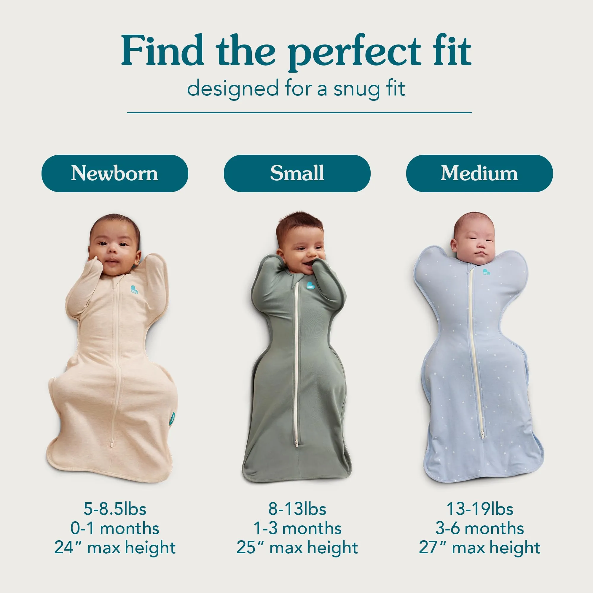 Love To Dream Swaddle UP, Neonato 2,2-3,8 kg - Rosa ciottolo | Vestibilità aderente, favorisce un sonno sano | 2,5 Tog per autunno e inverno (16–20°C) | Cotone e doppia cerniera - immagine 4