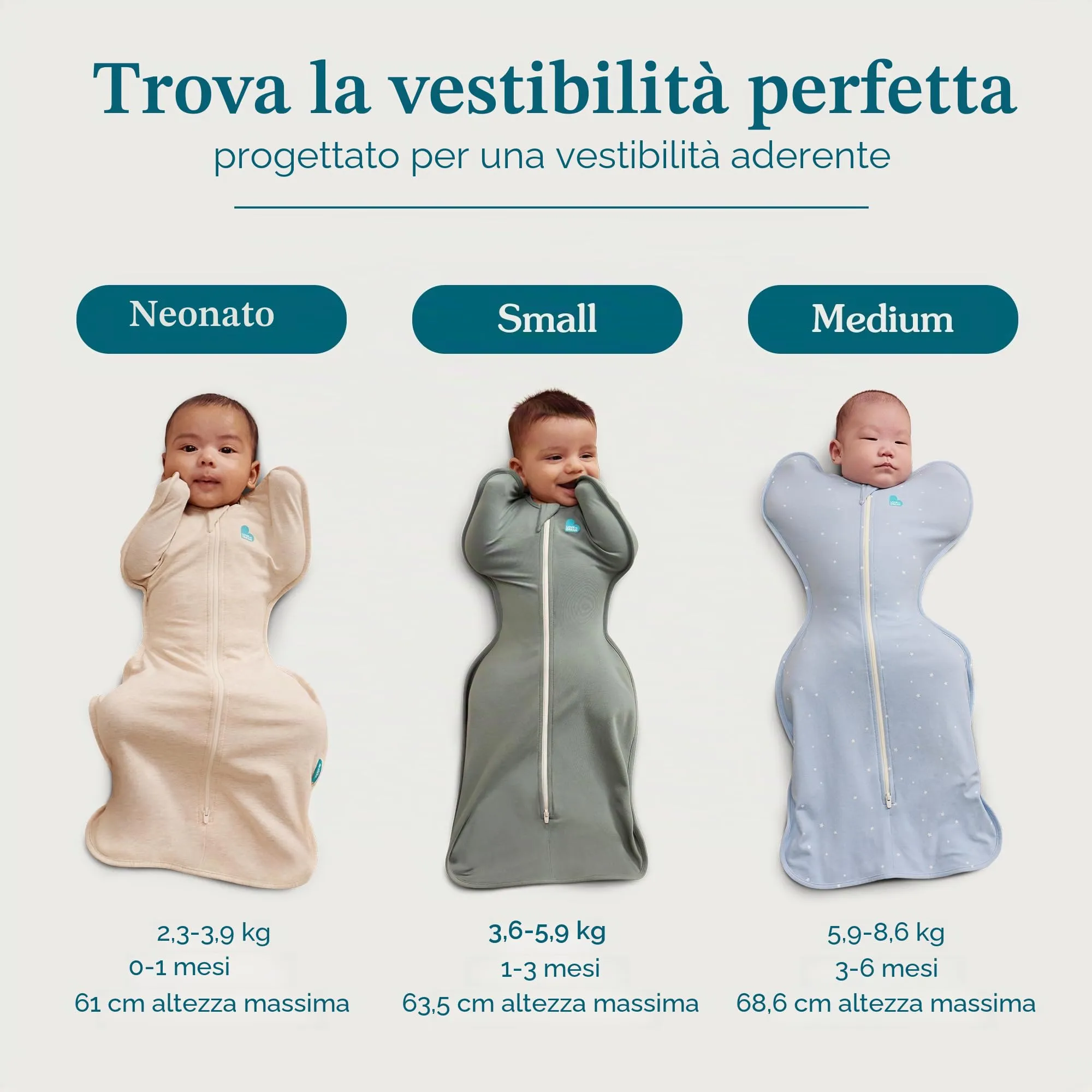 Love To Dream Swaddle UP, taglia piccola 3,5–6 kg - Rosa cipria | Vestibilità aderente, favorisce un sonno sano | 0,2 Tog per primavera ed estate (24–27°C) | Cotone e doppia cerniera - immagine 4
