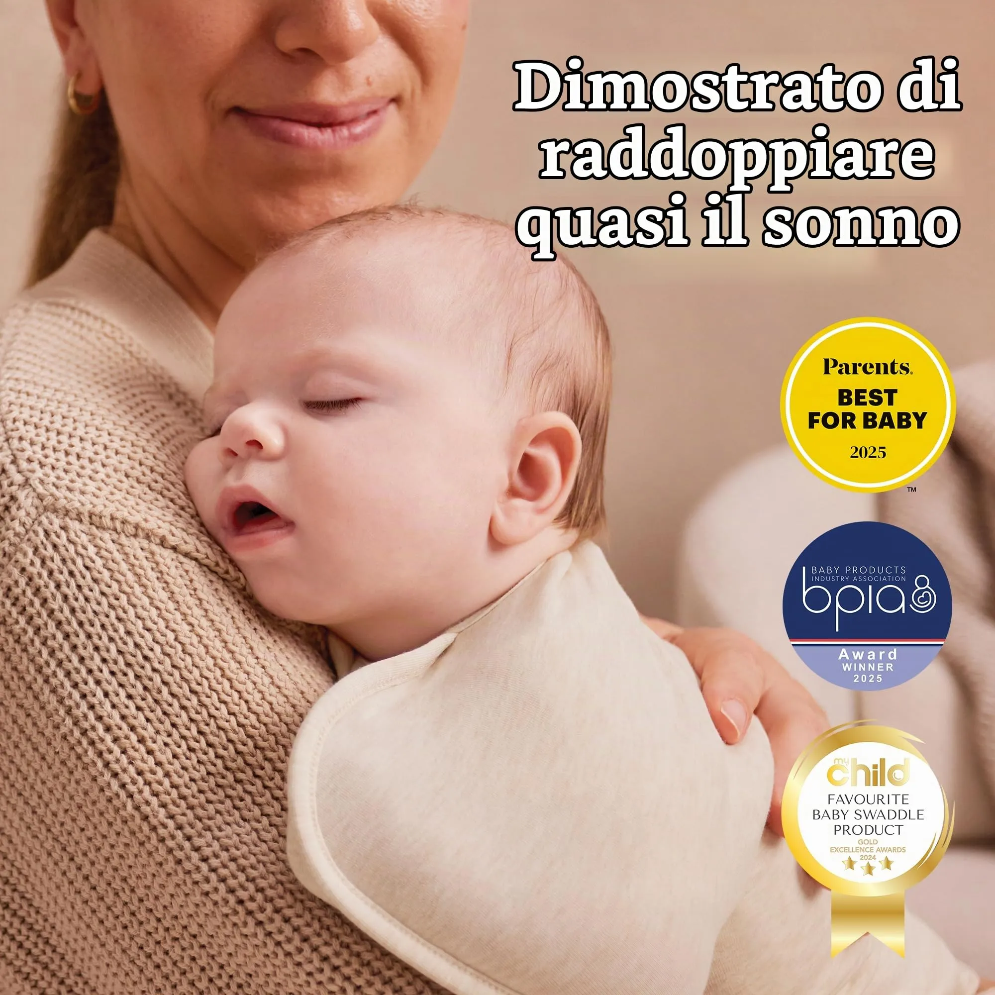 Love To Dream Swaddle UP, taglia piccola 3,5–6 kg - Rosa cipria | Vestibilità aderente, favorisce un sonno sano | 0,2 Tog per primavera ed estate (24–27°C) | Cotone e doppia cerniera - immagine 6