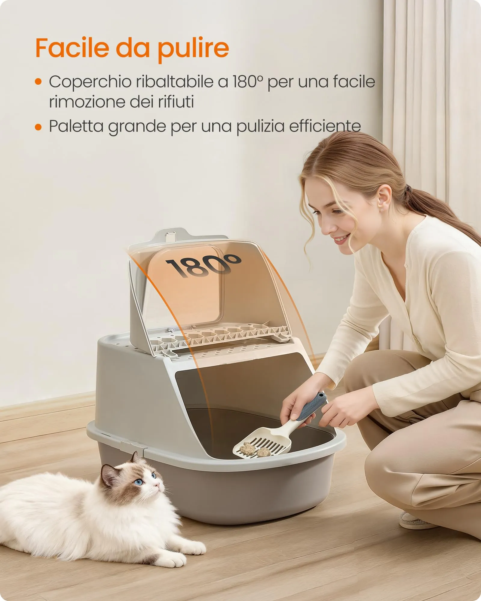 Feandrea Lettiera per Gatti XXL, Toilette per Gatti fino a 15 kg - immagine 3