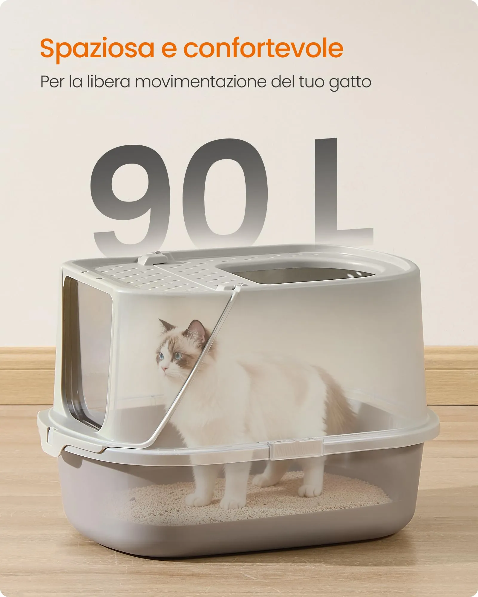 Feandrea Lettiera per Gatti XXL, Toilette per Gatti fino a 15 kg - immagine 4