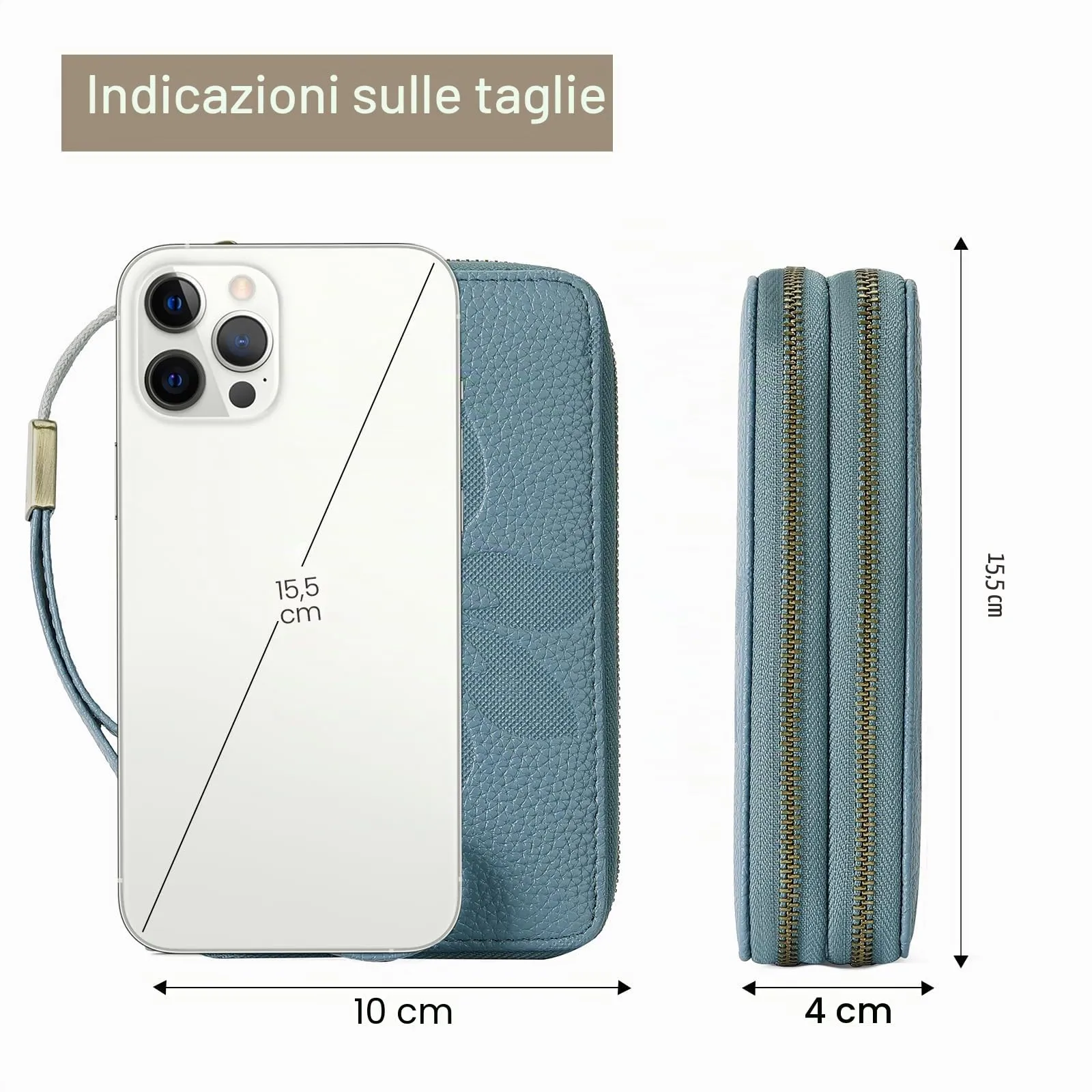 GOIACII Portafoglio Donna Medio Pelle Blocco RFID Porta Carta di Credito Doppia Cerniera Portamonete con Cinturino - immagine 8
