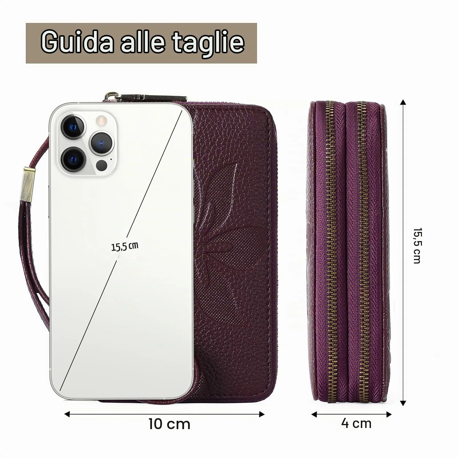 GOIACII Portafoglio Donna Medio Pelle Blocco RFID Porta Carta di Credito Doppia Cerniera Portamonete con Cinturino - immagine 8
