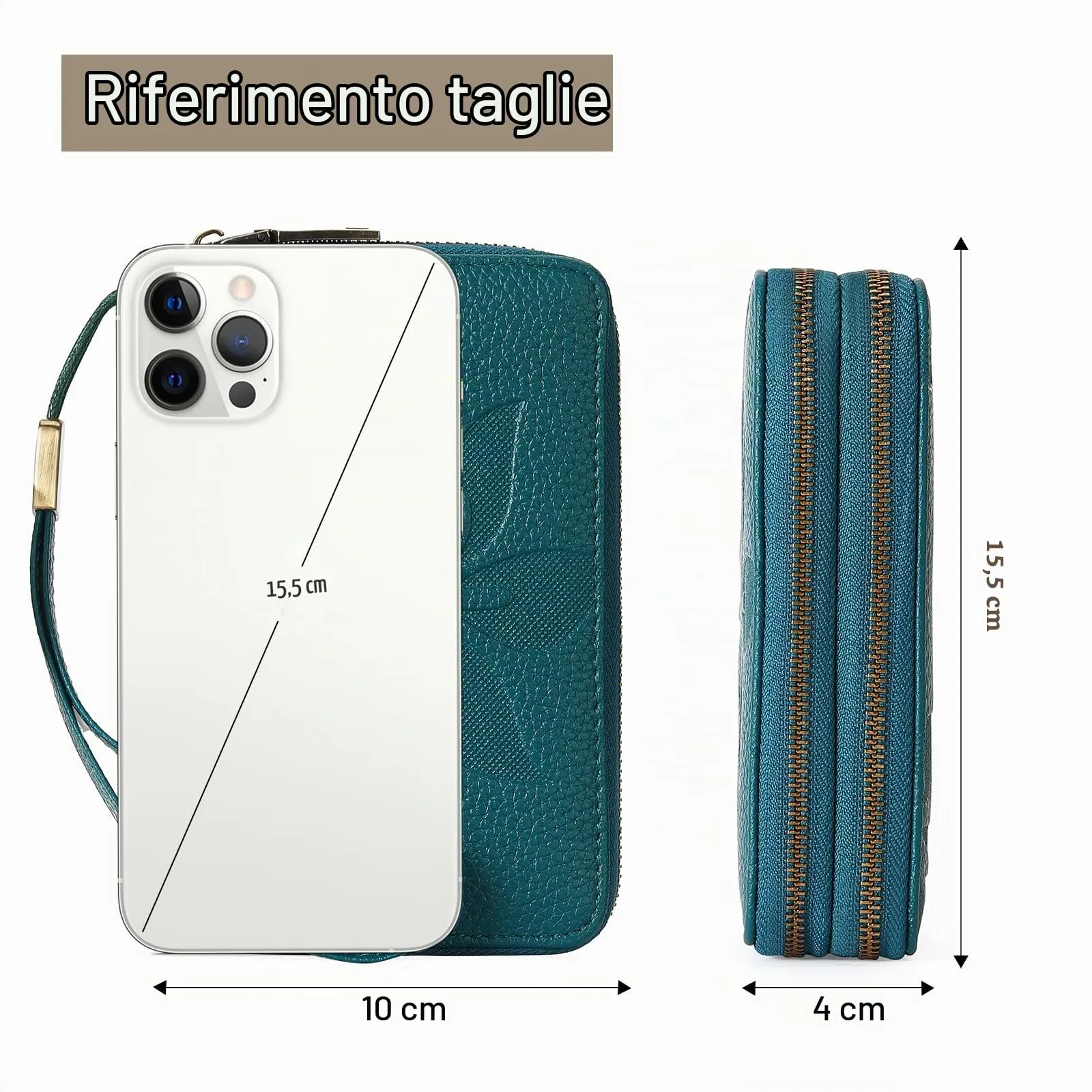 GOIACII Portafoglio Donna Medio Pelle Blocco RFID Porta Carta di Credito Doppia Cerniera Portamonete con Cinturino - immagine 8