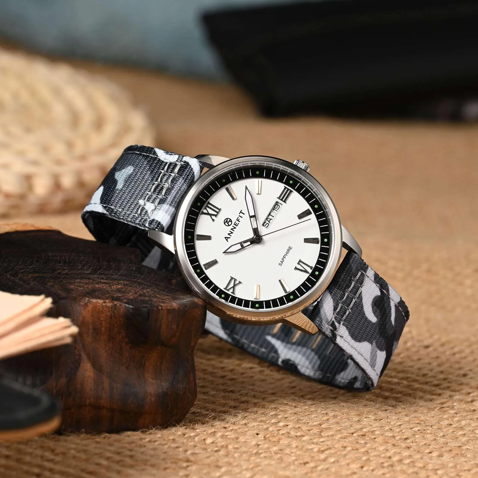 ANNEFIT Cinturino Orologio Nylon 22mm, Cinturini per Orologi Militari a Sgancio Rapido per Uomo Donna (Grigio Mimetico) - immagine 7