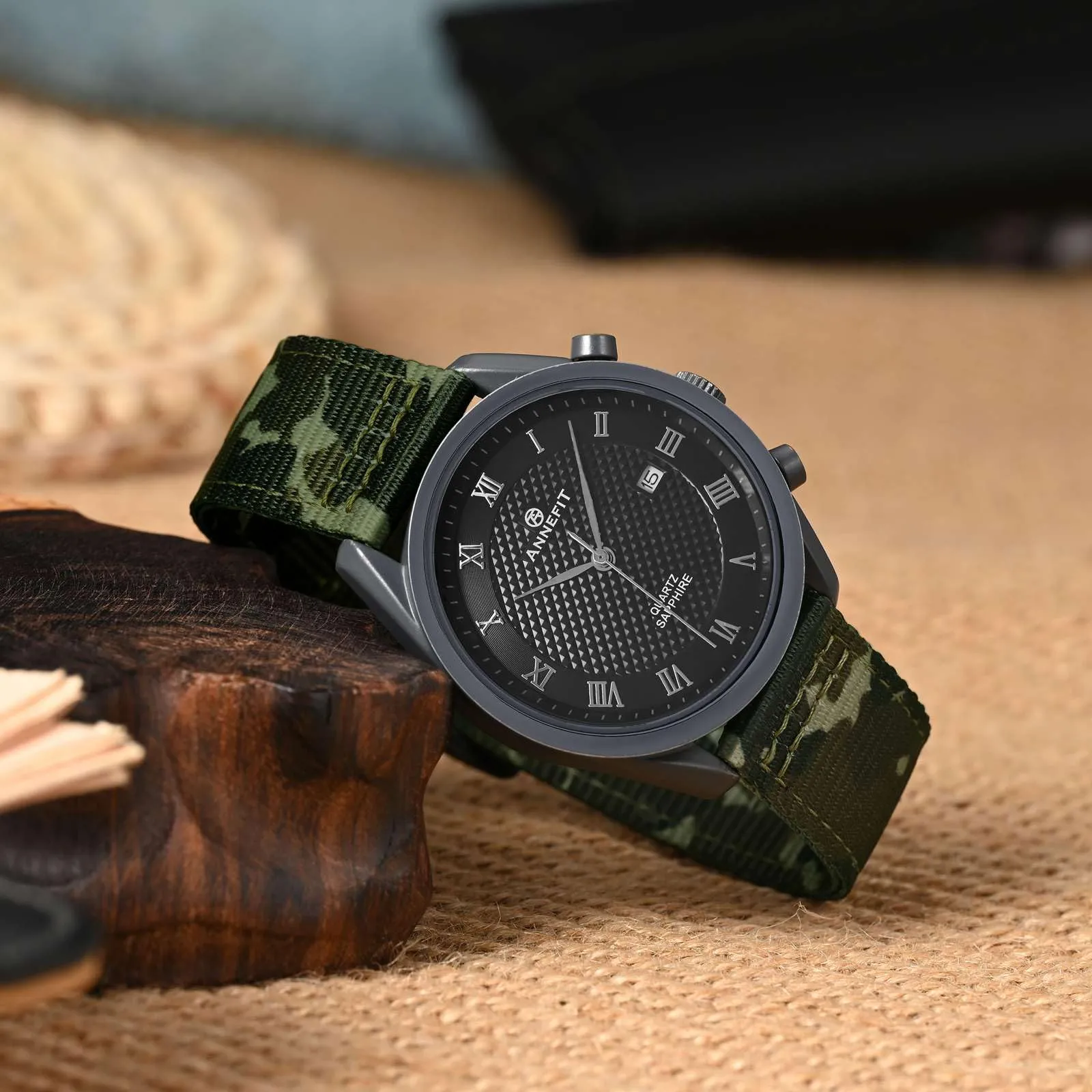 ANNEFIT Cinturino Orologio Nylon 22mm con Fibbia Nera, Cinturini per Orologi Militari a Sgancio Rapido per Uomo Donna (Verde Mimetico) - immagine 7