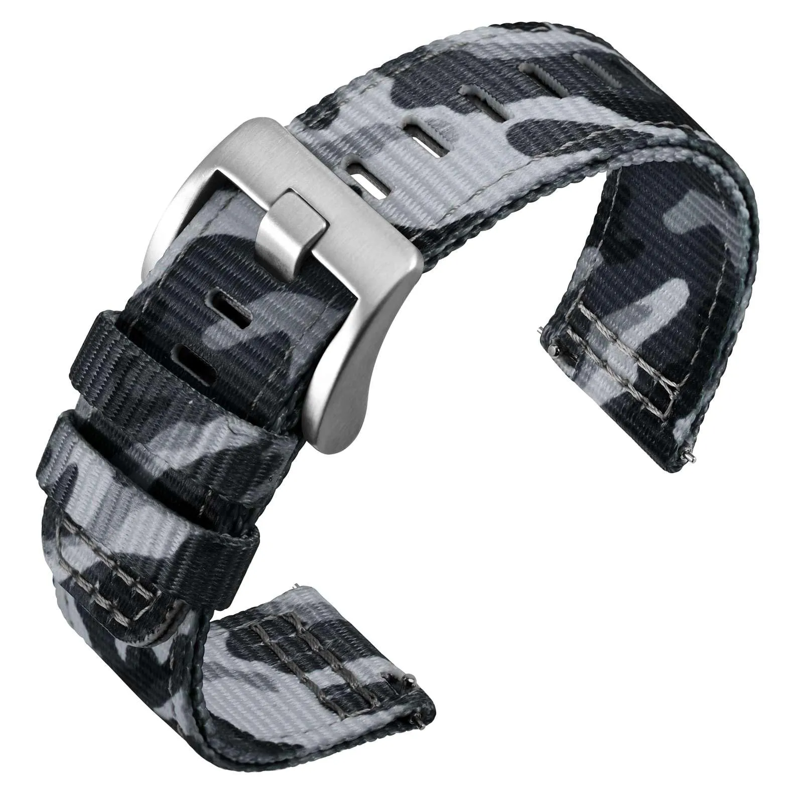 ANNEFIT Cinturino Orologio Nylon 20mm, Cinturini per Orologi Militari a Sgancio Rapido per Uomo Donna (Grigio Mimetico) - immagine 1