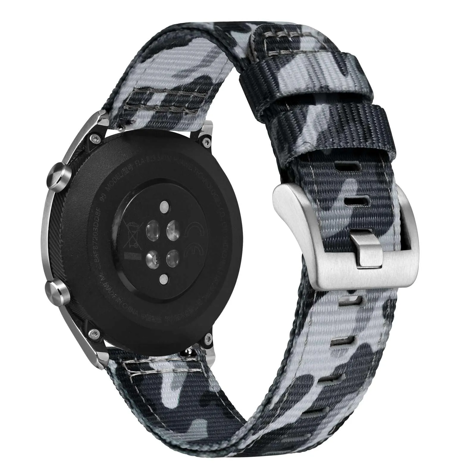 ANNEFIT Cinturino Orologio Nylon 18mm, Cinturini per Orologi Militari a Sgancio Rapido per Uomo Donna (Grigio Mimetico) - immagine 8